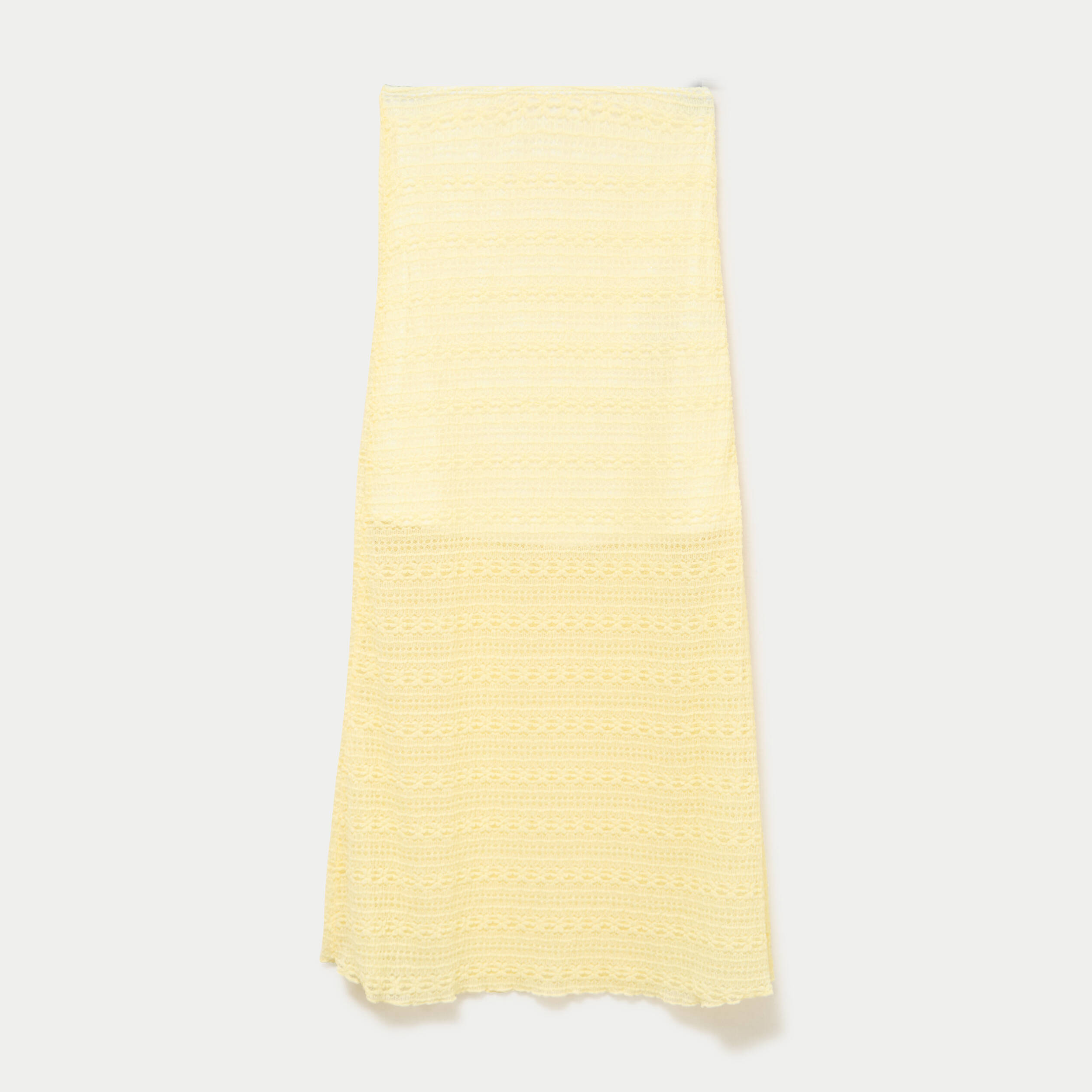 Jupe longue droite en dentelle jaune clair femme