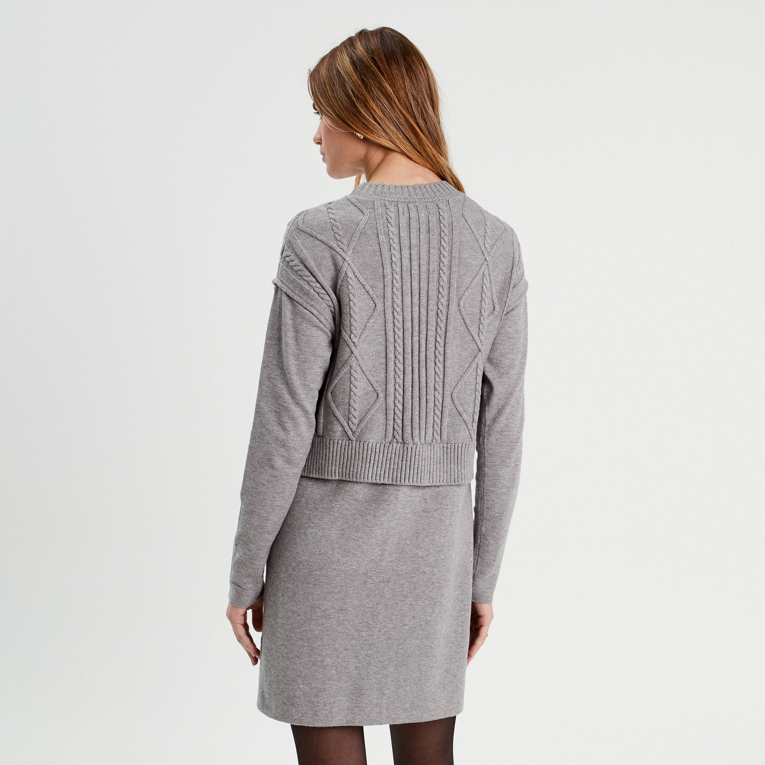 Robe-pull IKKS Gris Et Rose – Taille M (FR38), Longueur Genou, Femme, Très Bon état