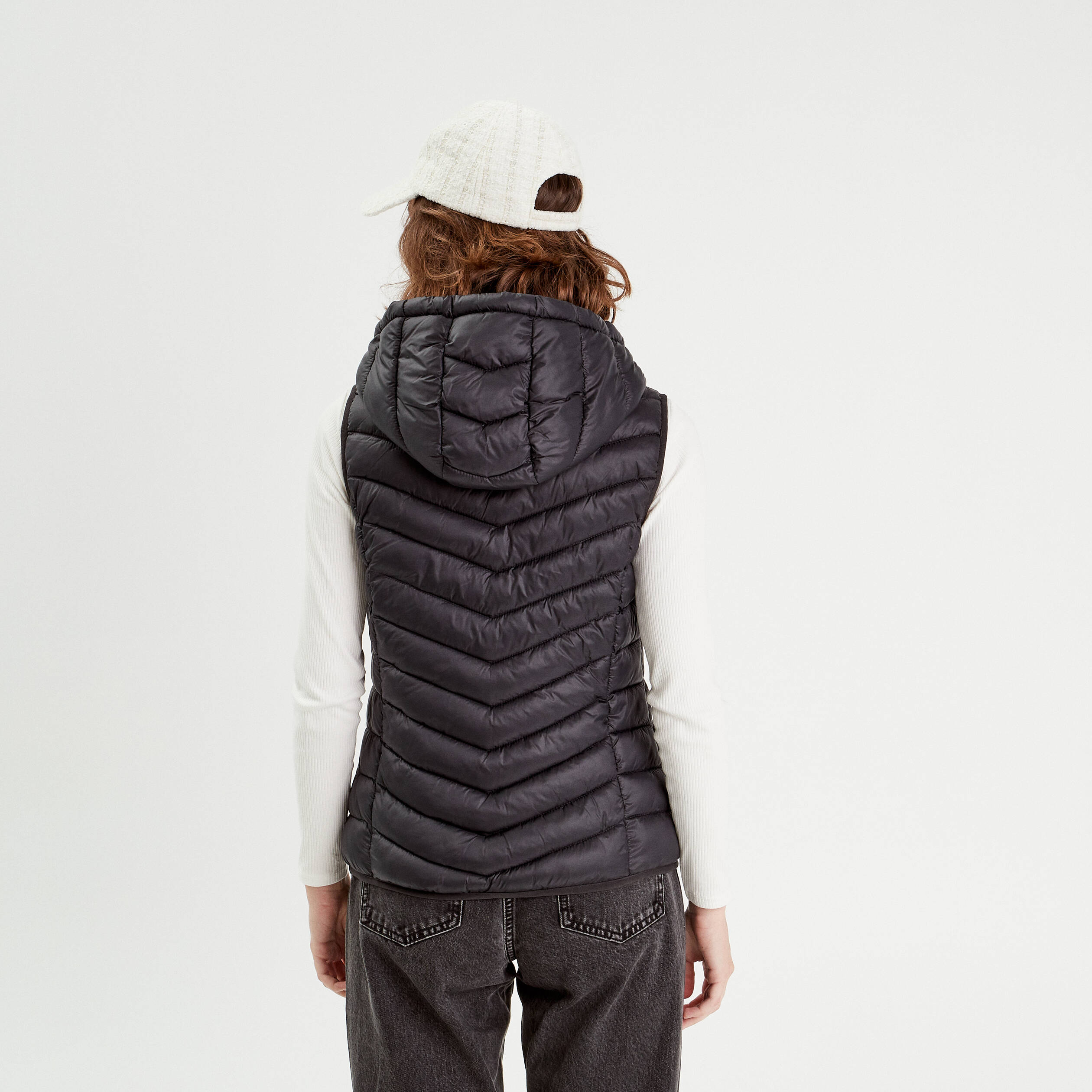 Doudoune sans manches capuche noir femme Vibs