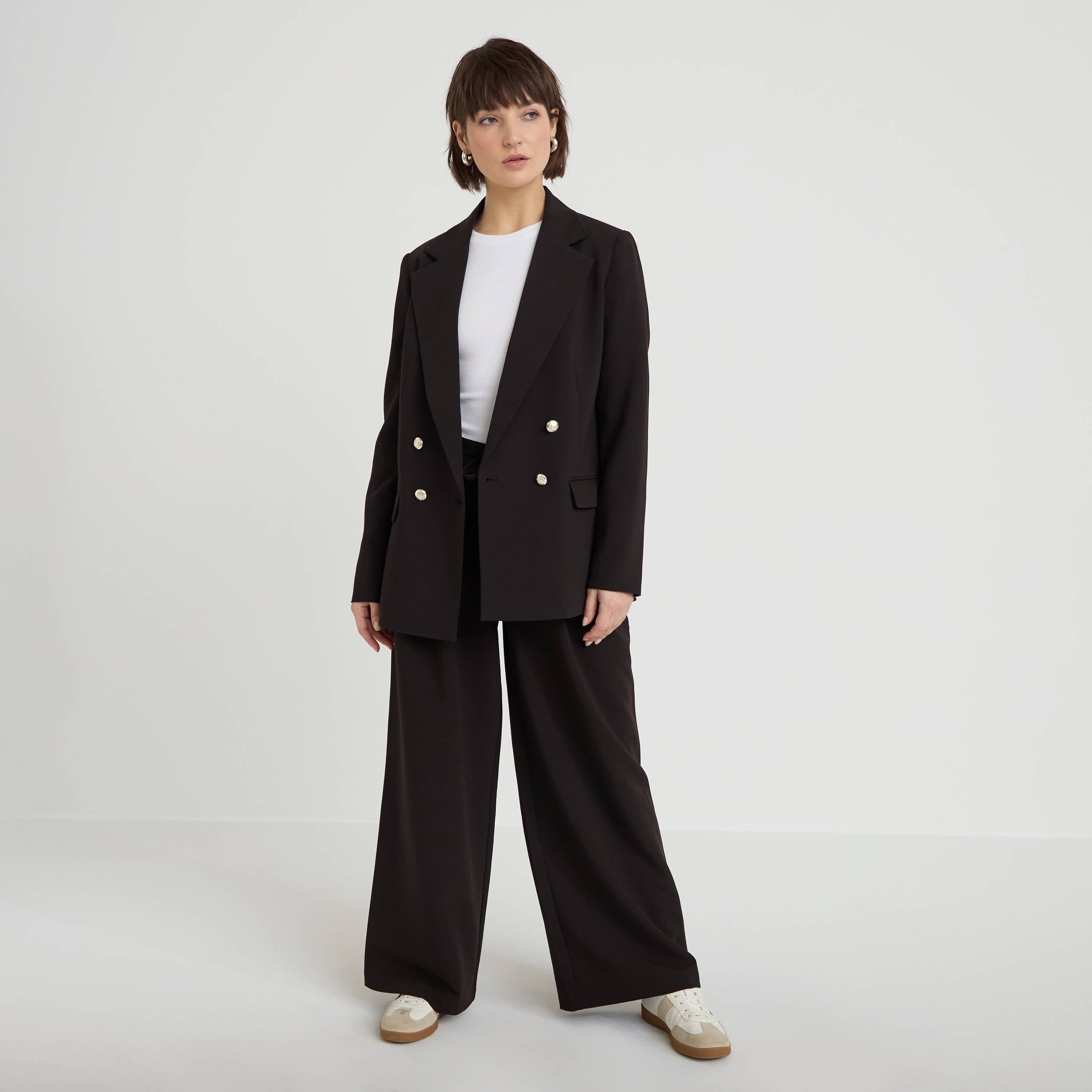 Pantalon large fluide noir femme