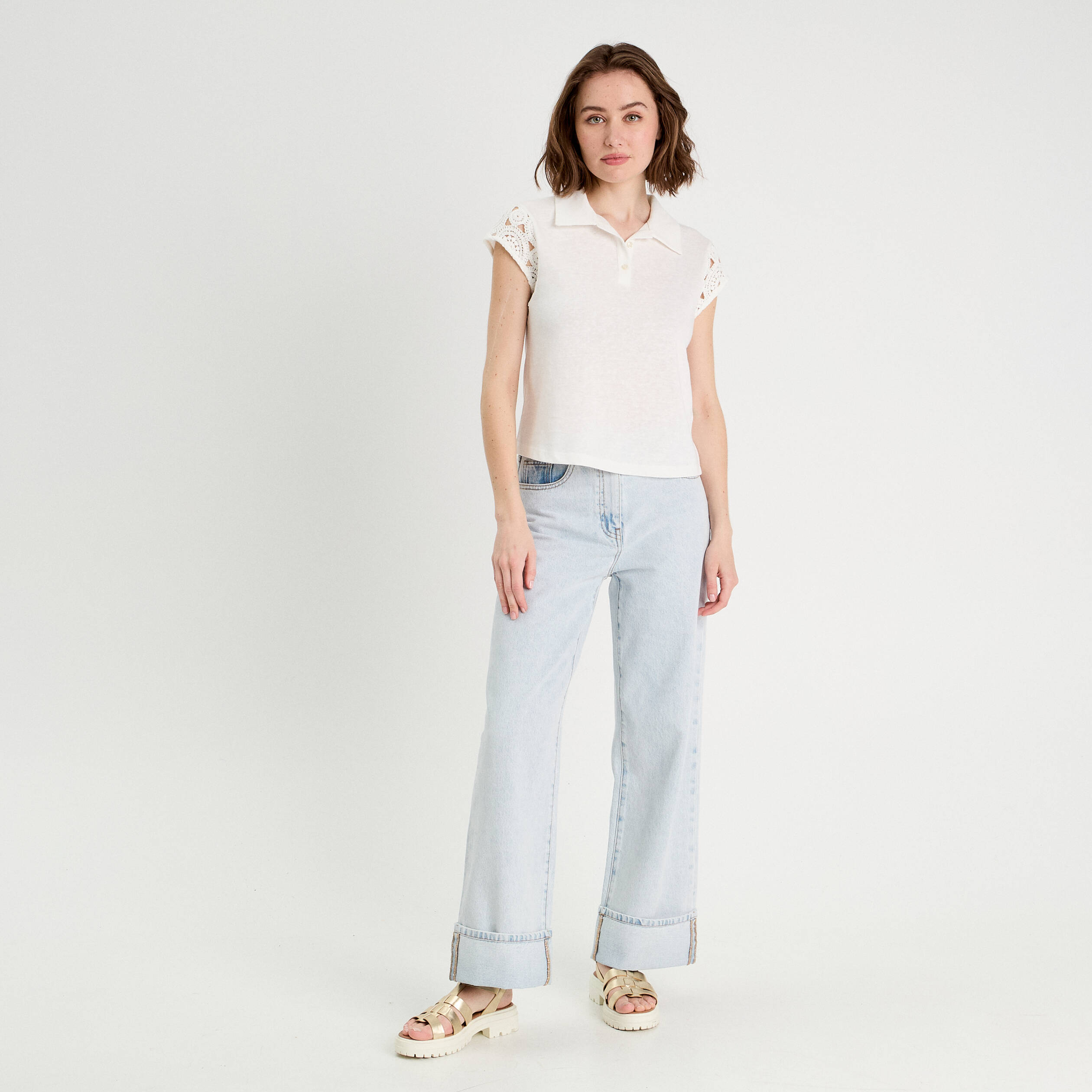 polo manches courtes ecru femme Polo manches courtes ecru femme
