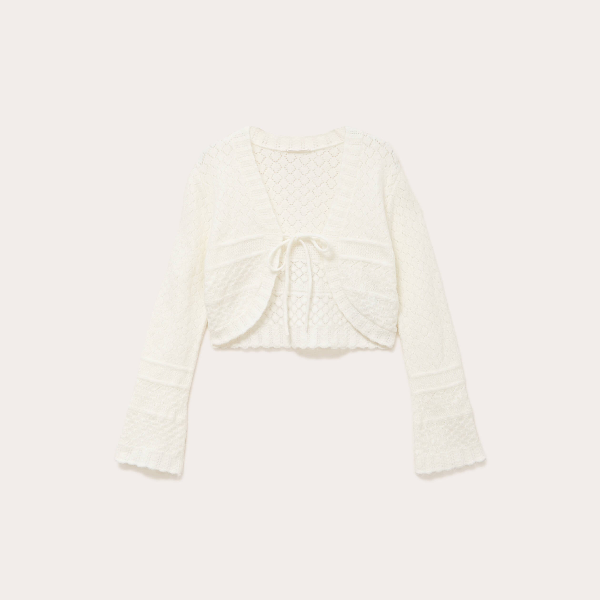 Gilet manches longues ecru femme
