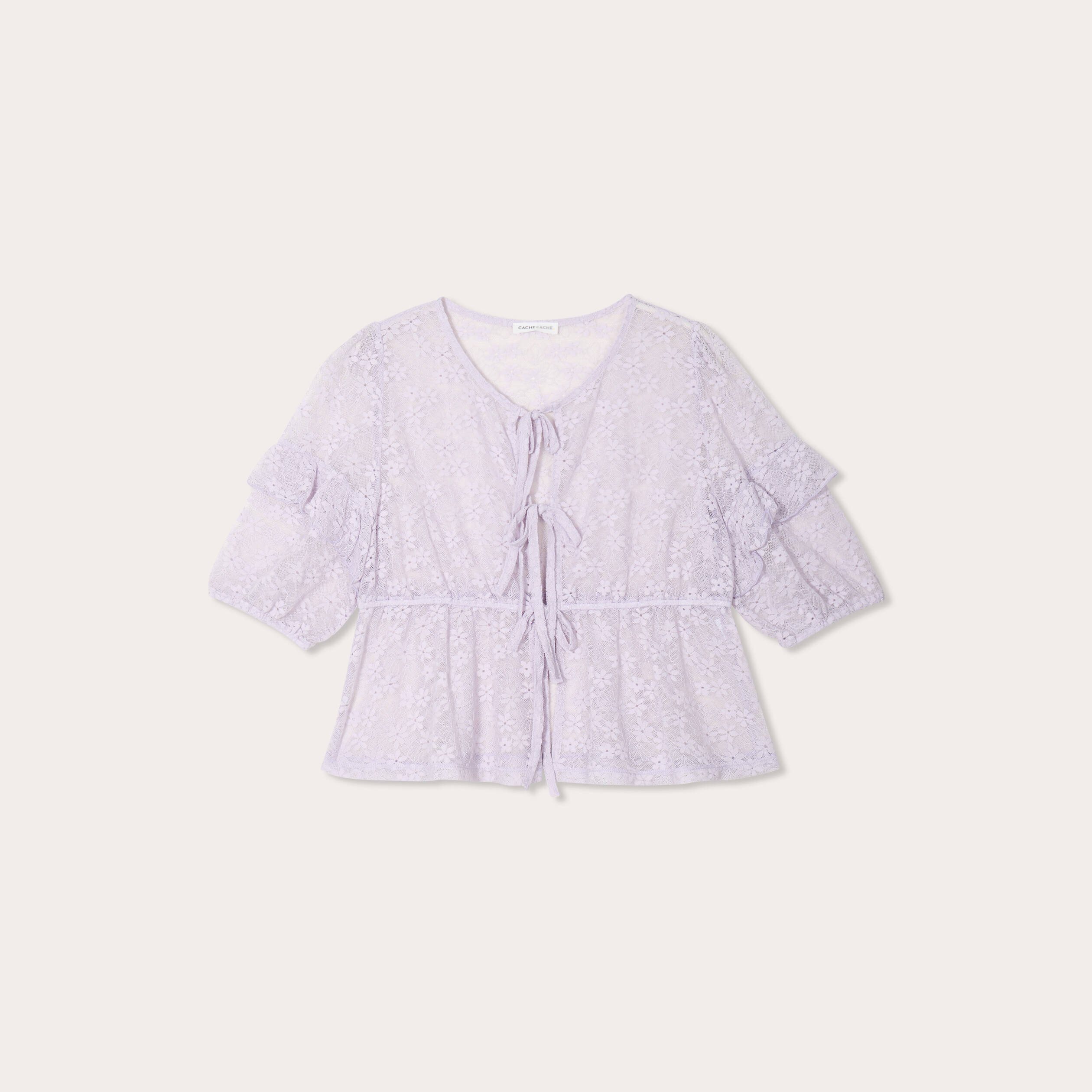 Blouse dentelle nouée parme femme