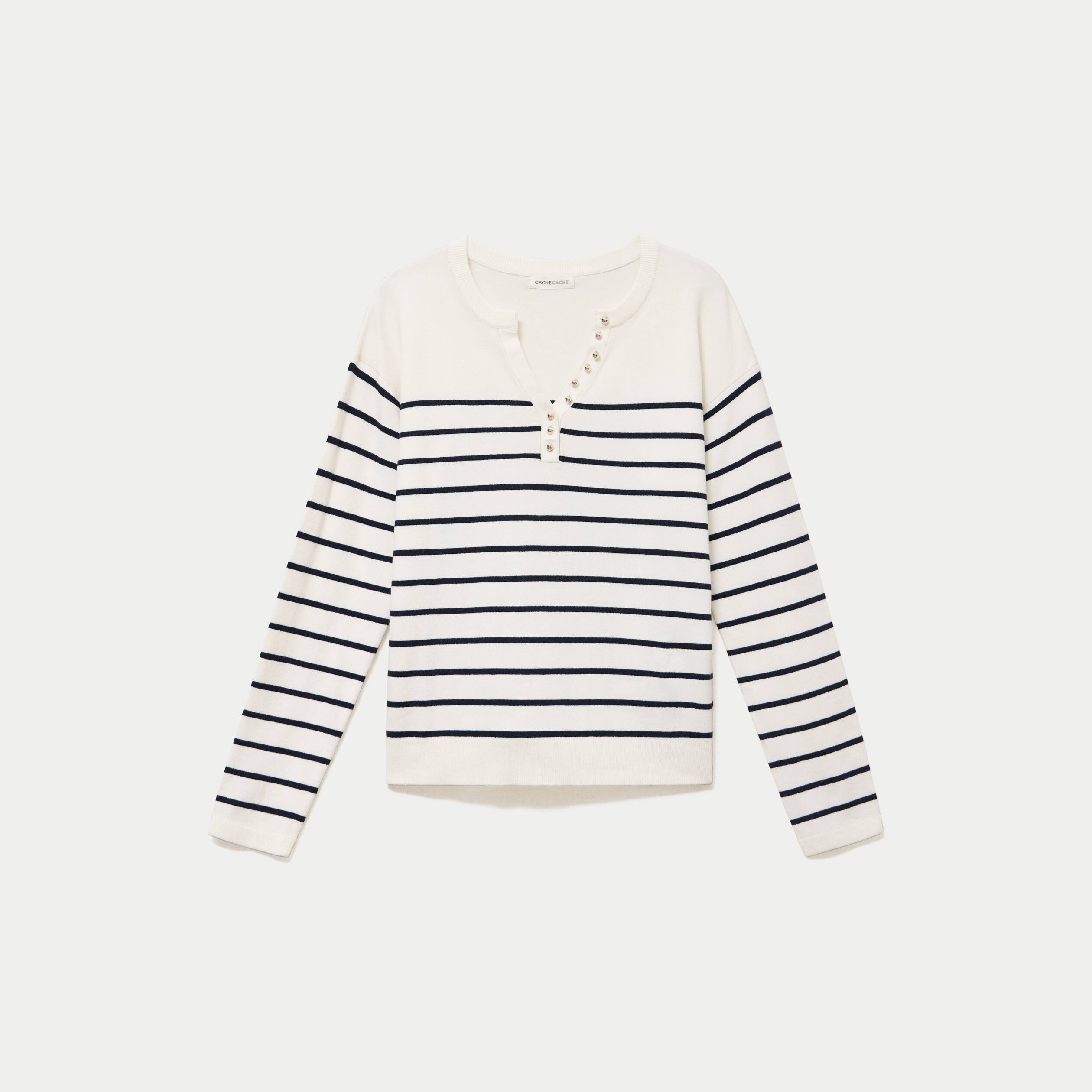 Pull fin manches longues bleu marine femme