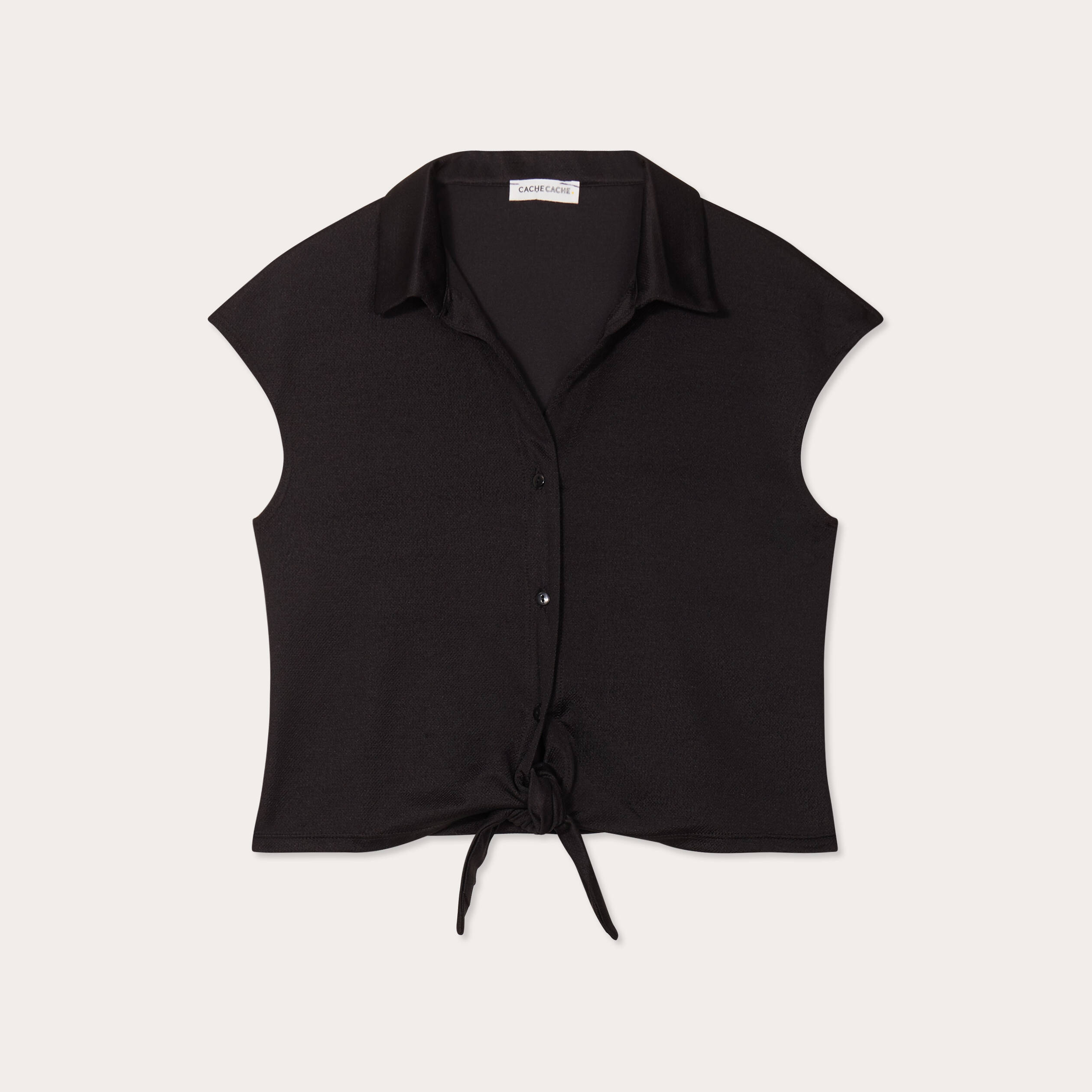 blouse manches courtes nouee noir femme Blouse manches courtes nouée noir femme