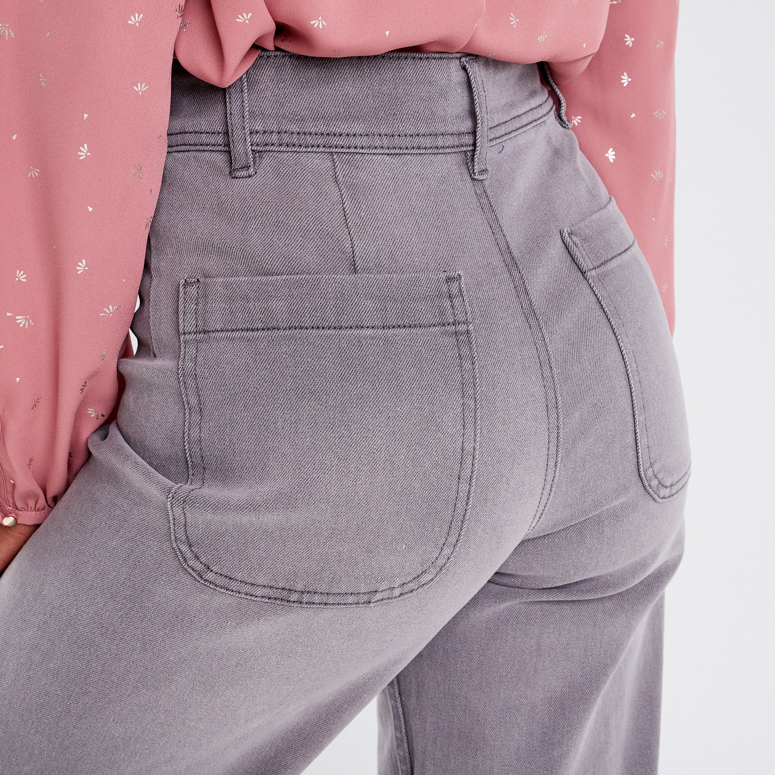 Jeans wide leg denim gris femme