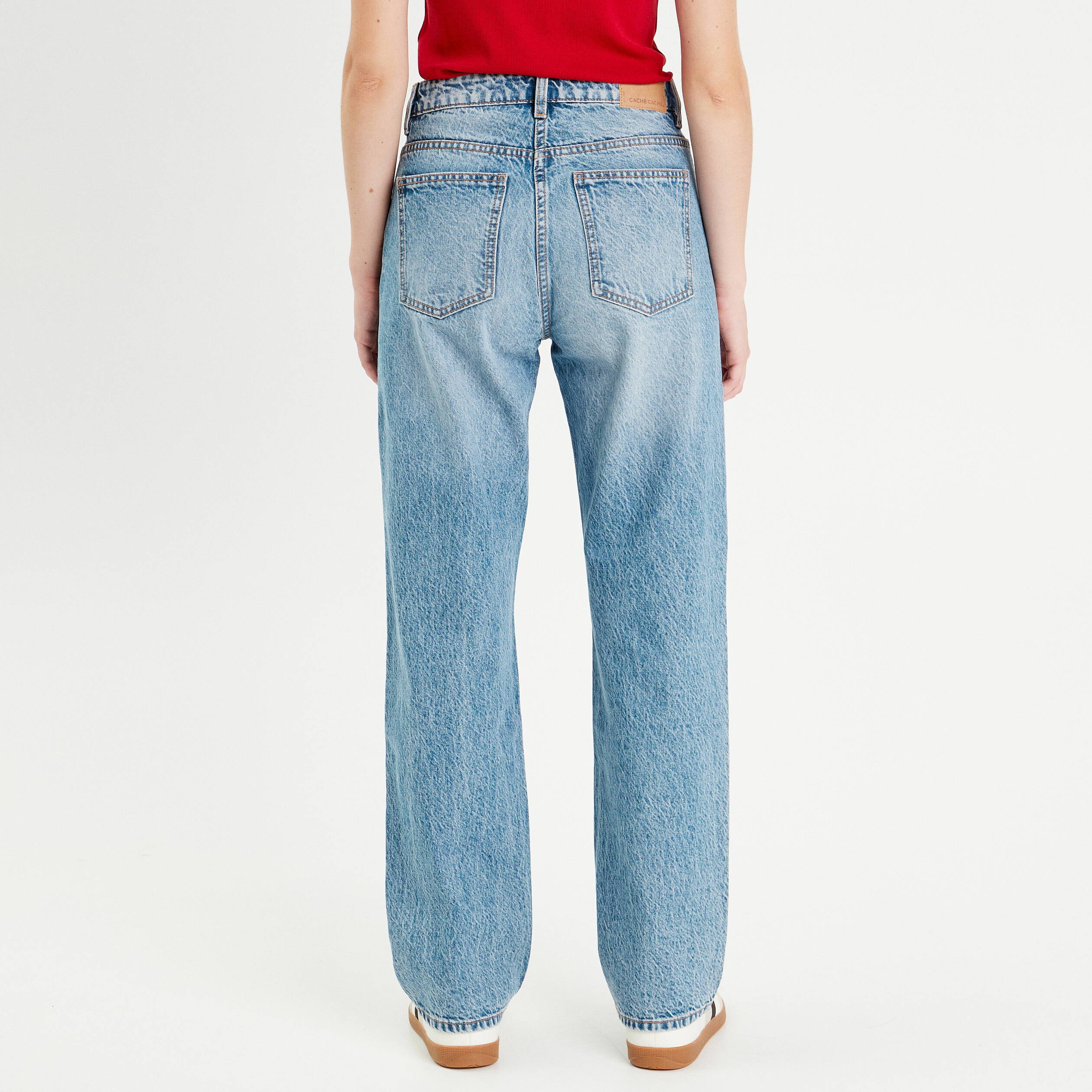 jeans droit 5 poches denim double stone femme Jeans droit 5 poches denim double stone femme