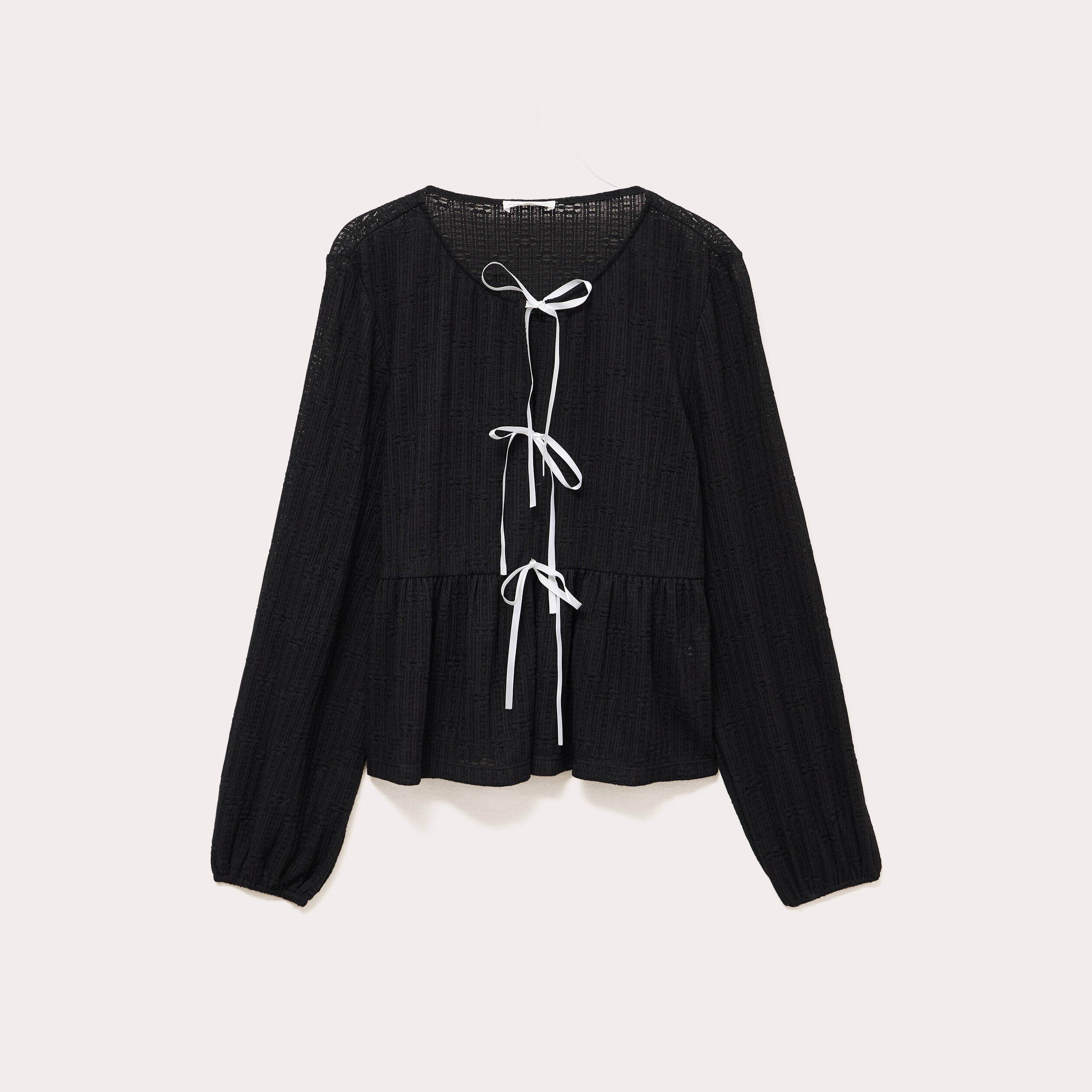 Blouse noeuds contrast&eacute;s noir femme