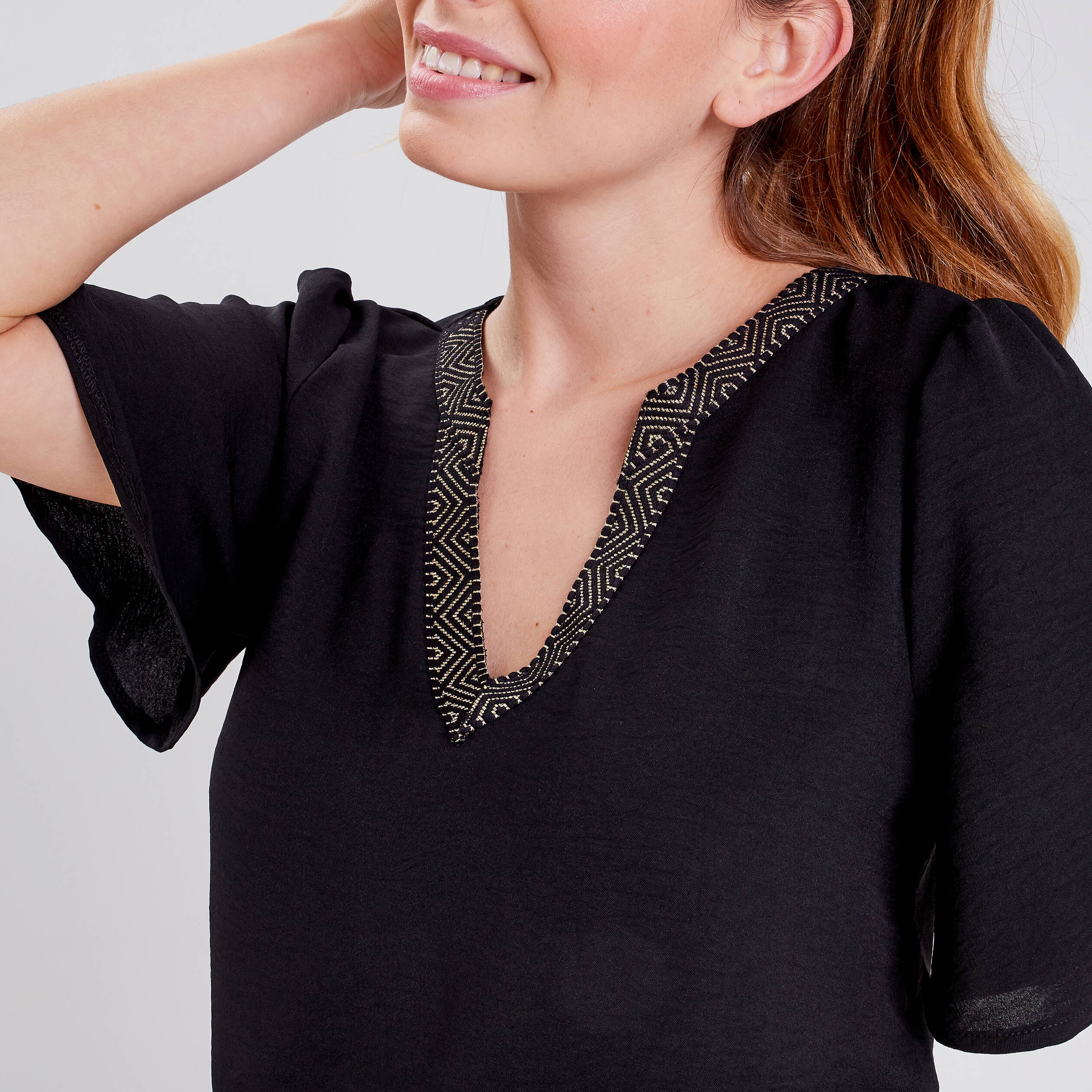 Blouse manches courtes noir femme