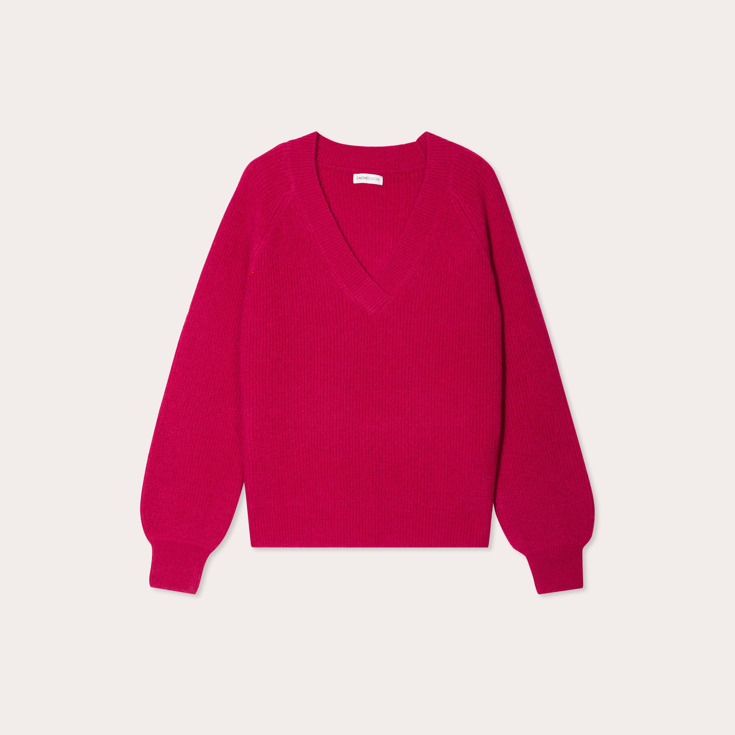 Vibs Pull Femme Avec Col Bordeaux Femme Pull Rouge Col V Femme