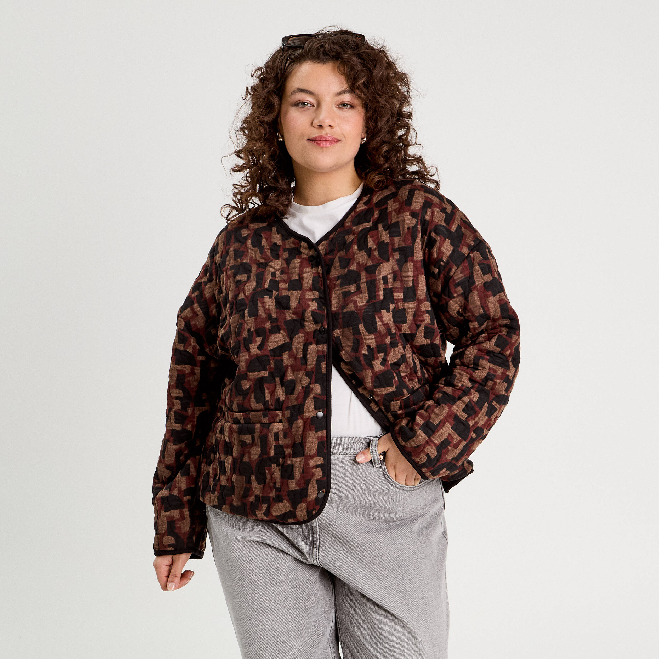 Veste matelass&eacute;e marron cognac femme