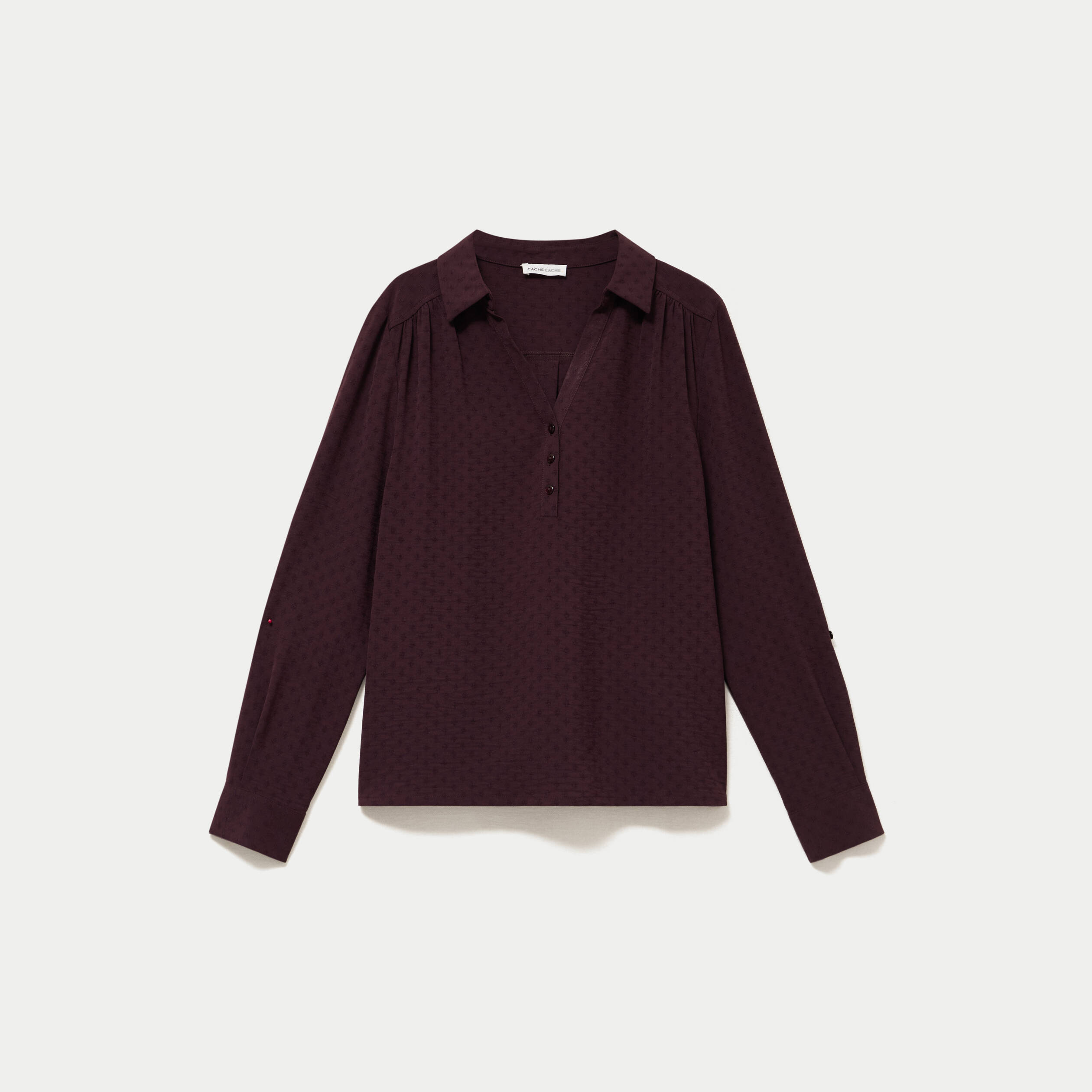 Blouse droite manches longues prune femme