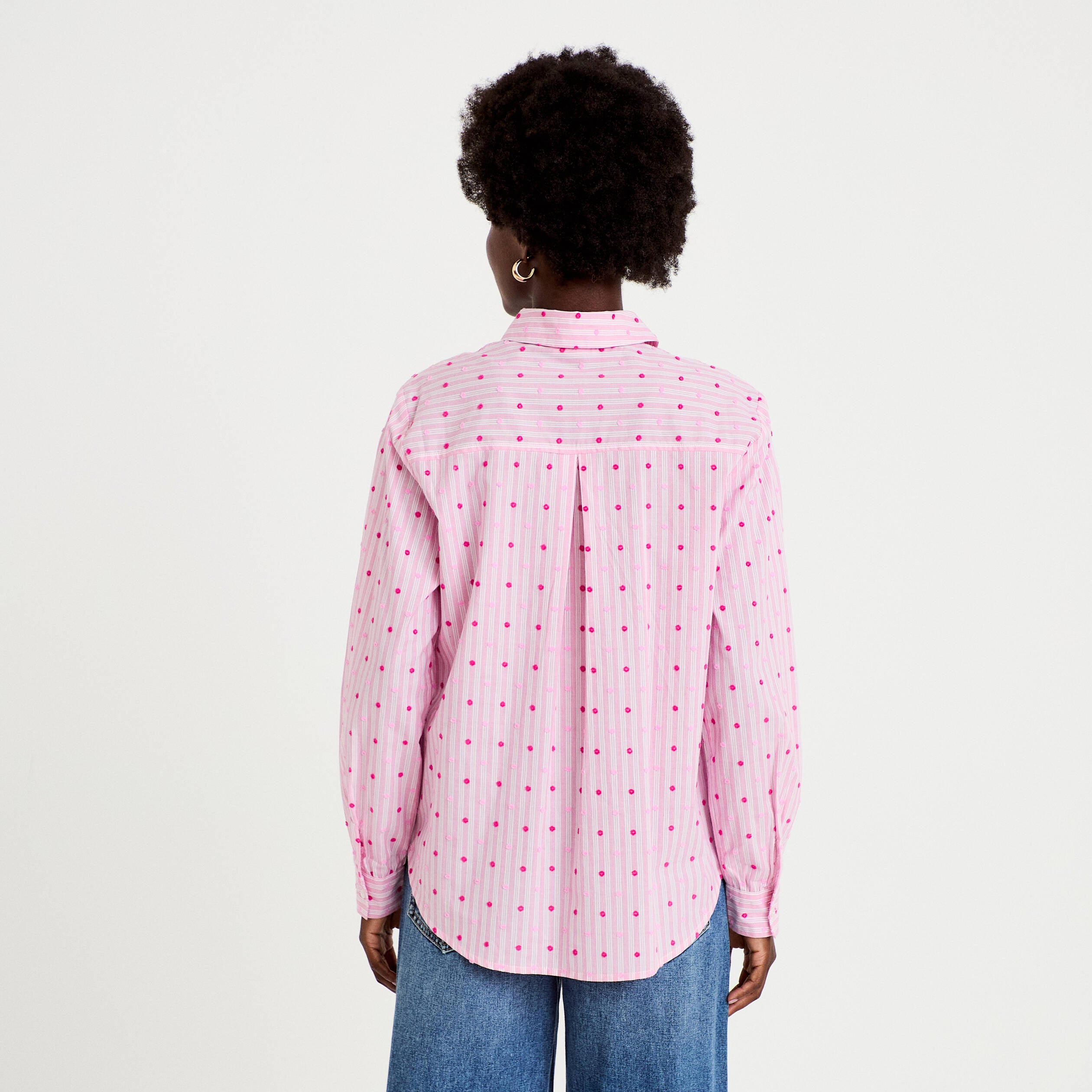Chemise coupe ample manches longues rose femme