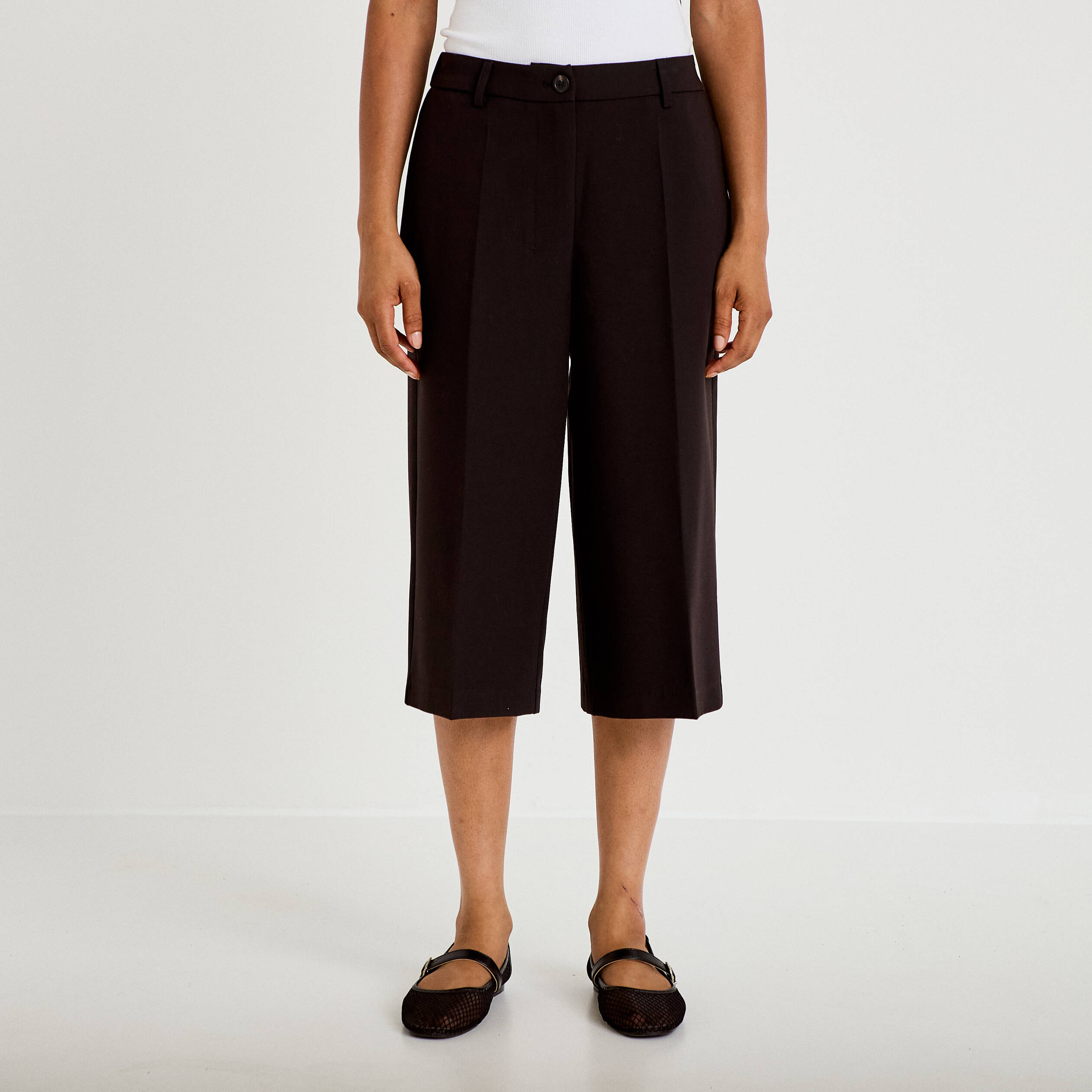 Bermuda coupe large noir femme