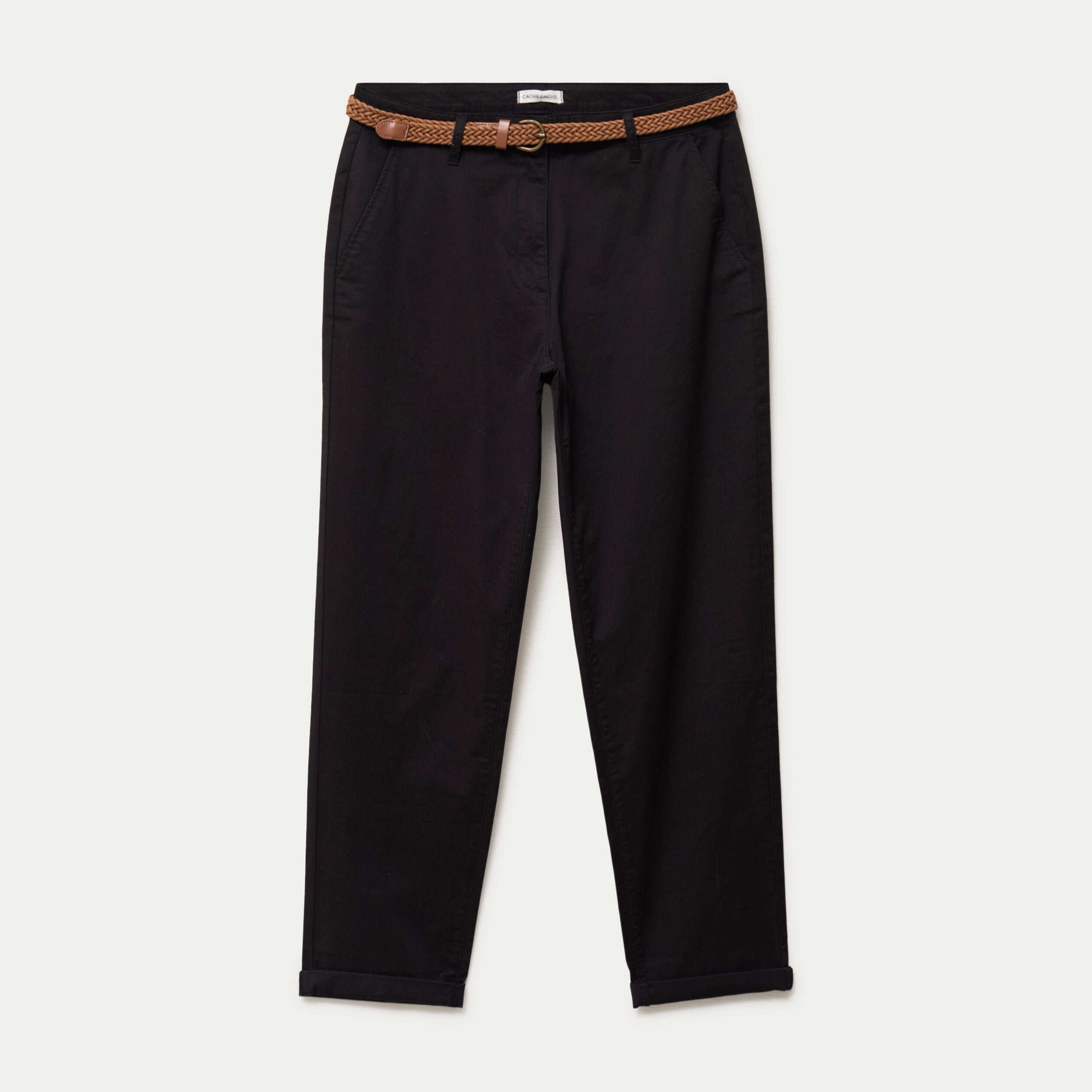Pantalon chino 7/8&egrave;me noir femme