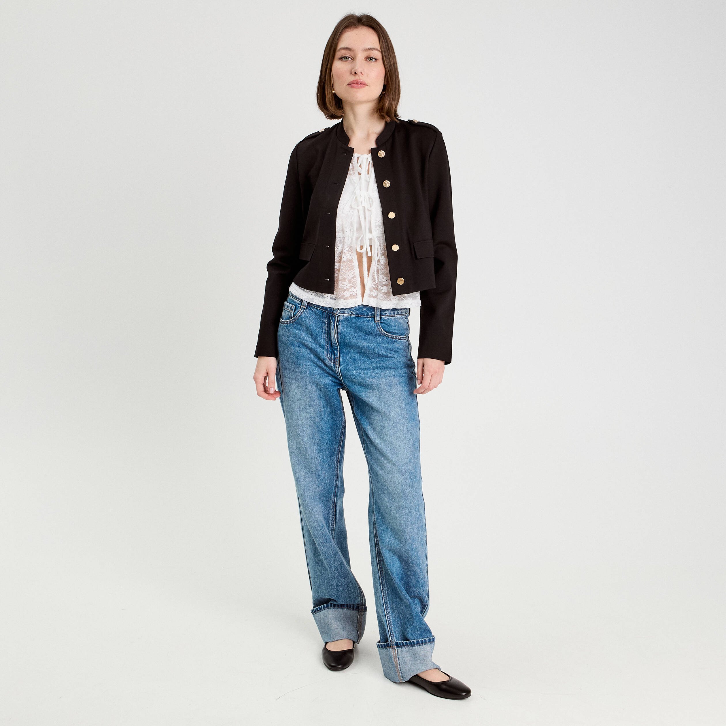 veste avec boutons noir femme Veste avec boutons noir femme