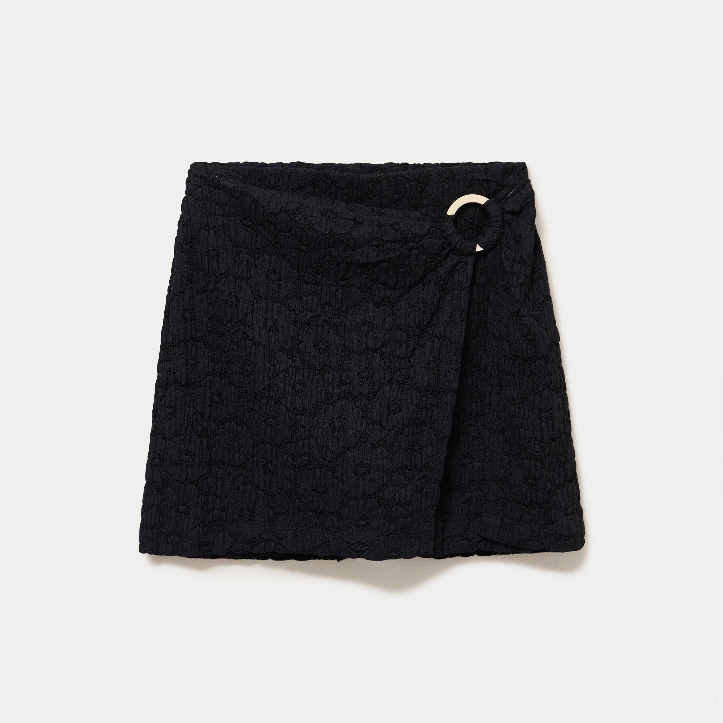 Jupe-short &eacute;vas&eacute;e en maille noir femme