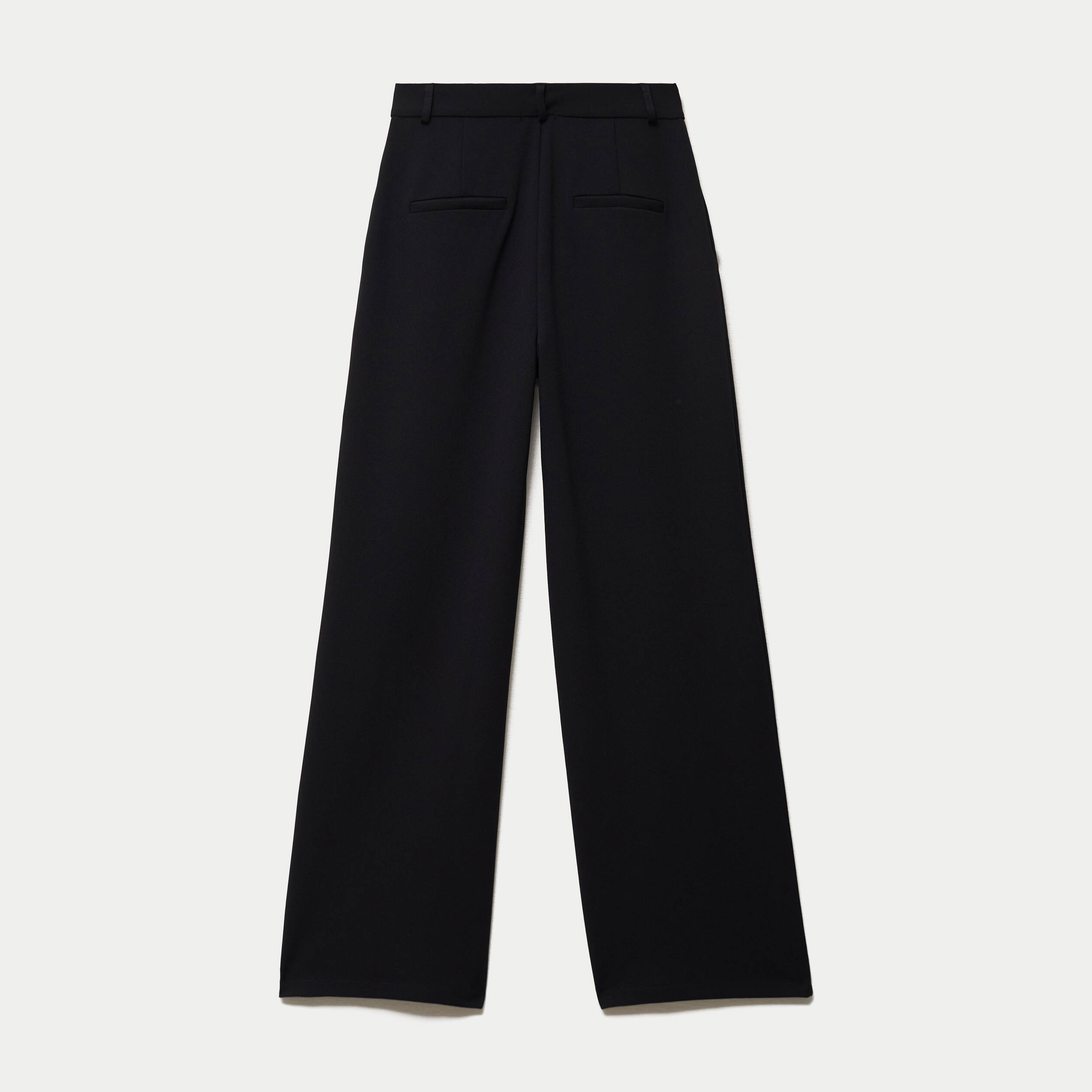 Pantalon large taille haute en maille noir femme