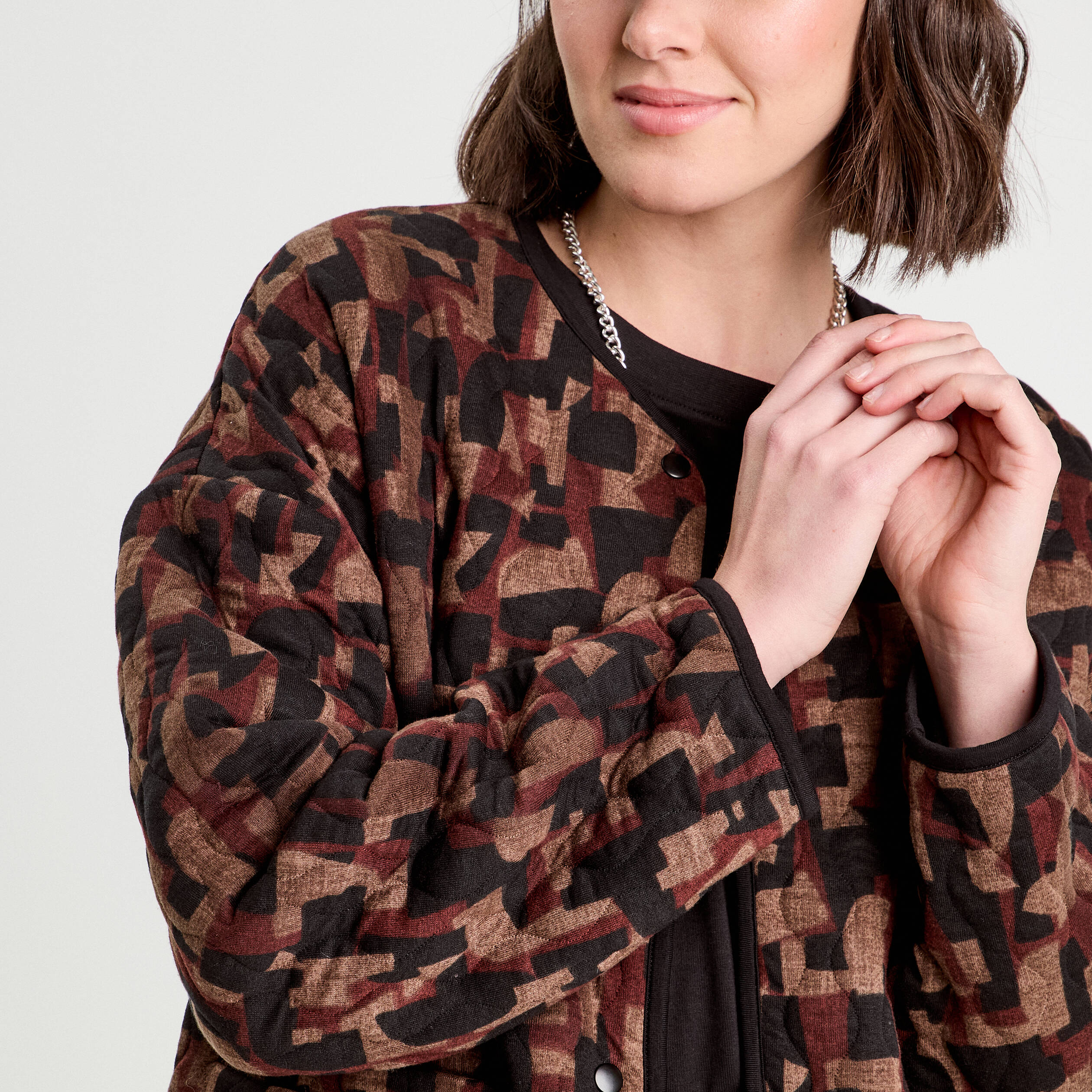 Veste matelass&eacute;e marron cognac femme