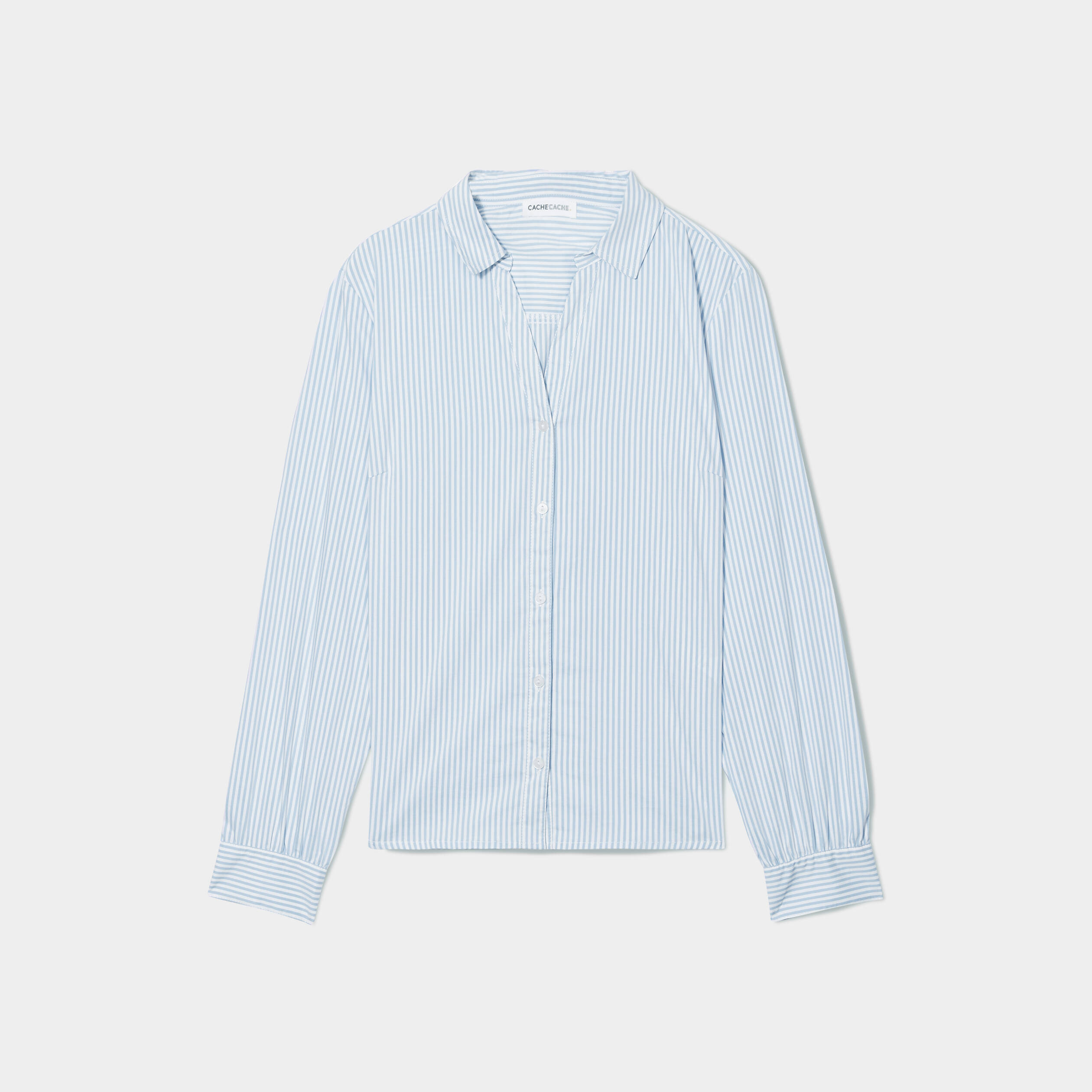 Chemise manches longues bleu ciel femme