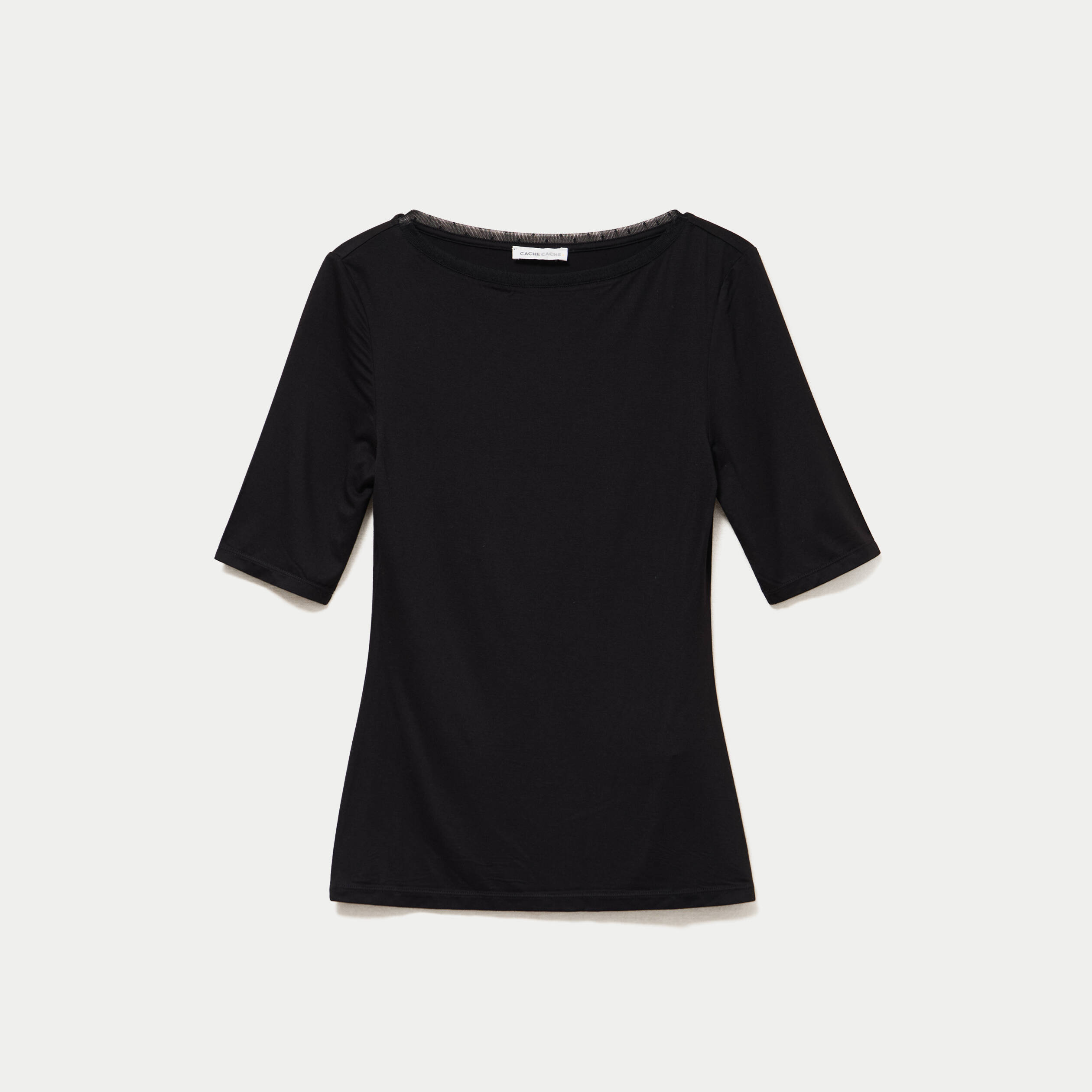 T-shirt ajust&eacute; manches courtes noir femme