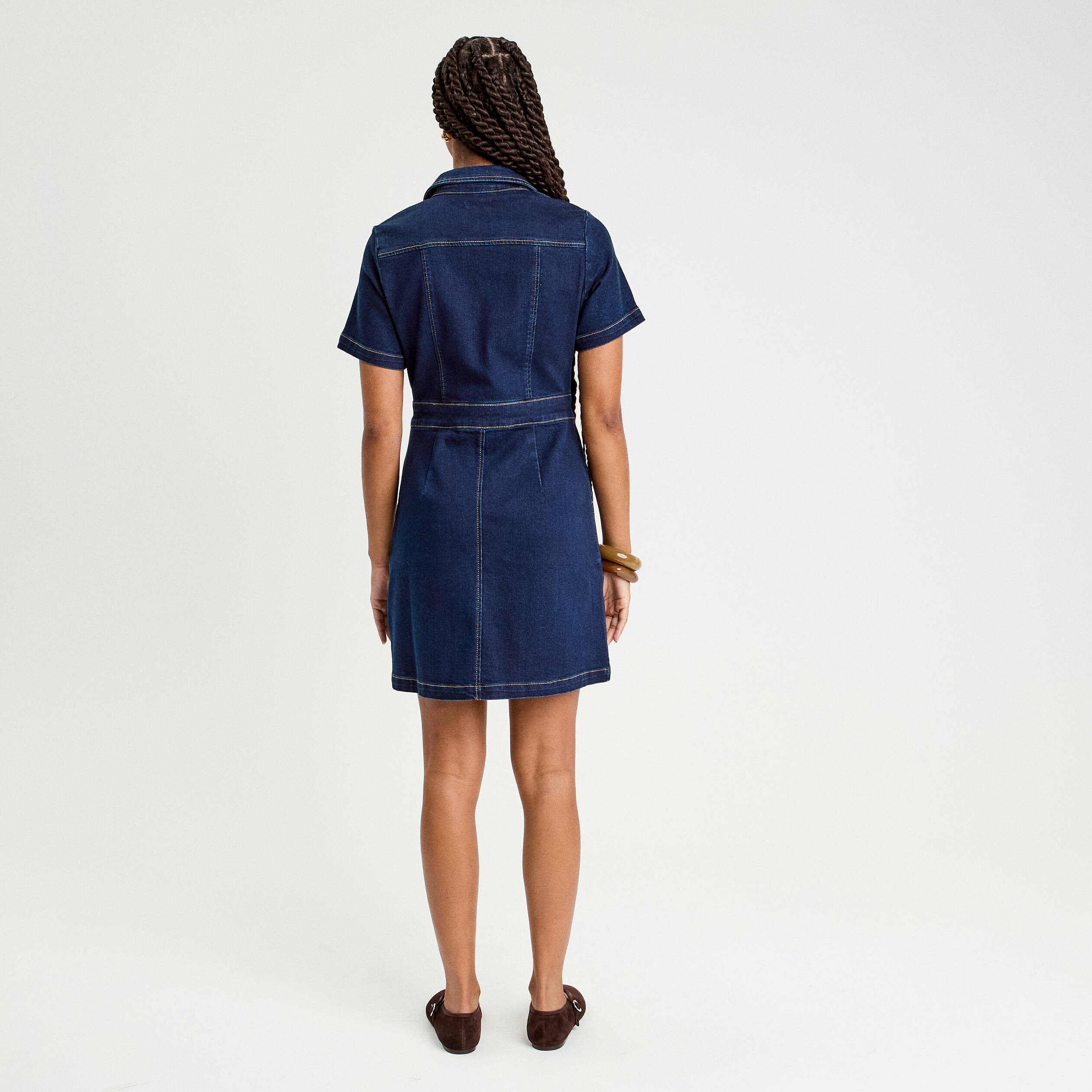 robe droite zippee en jean denim brut femme Robe droite zippée en jean denim brut femme