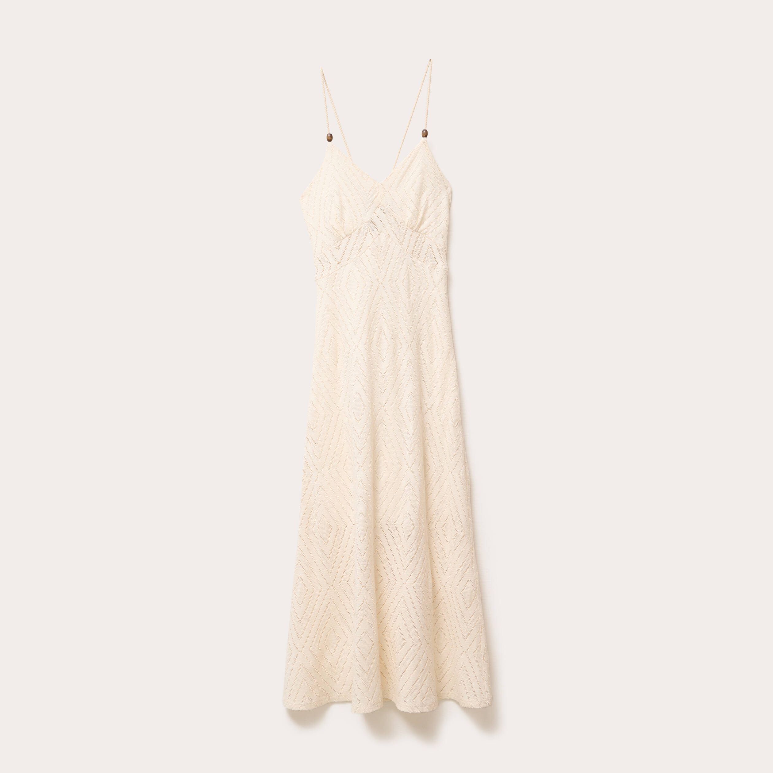 robe longue evasee ajouree ecru femme Robe longue évasée ajourée ecru femme