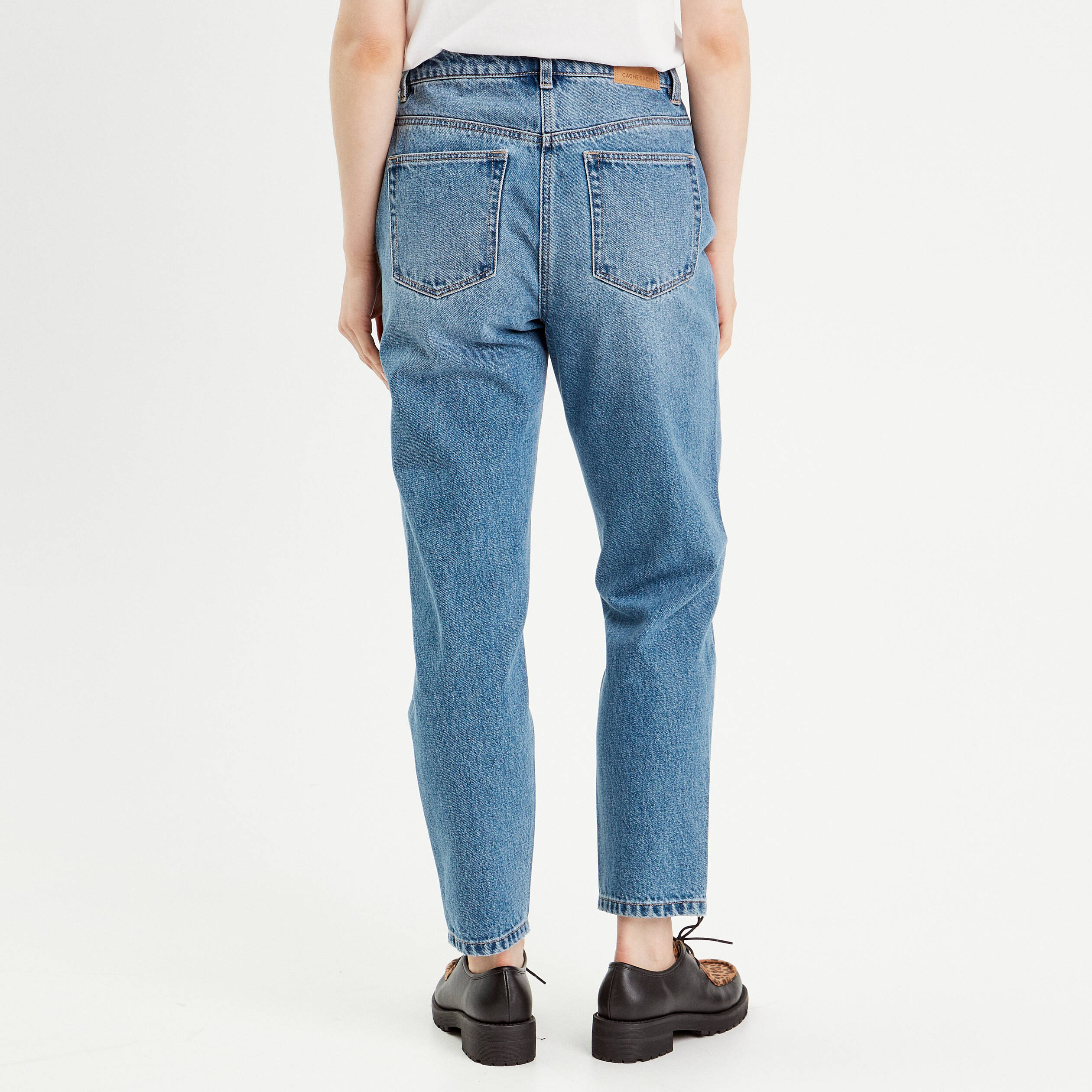 Jeans mom taille haute denim double stone femme