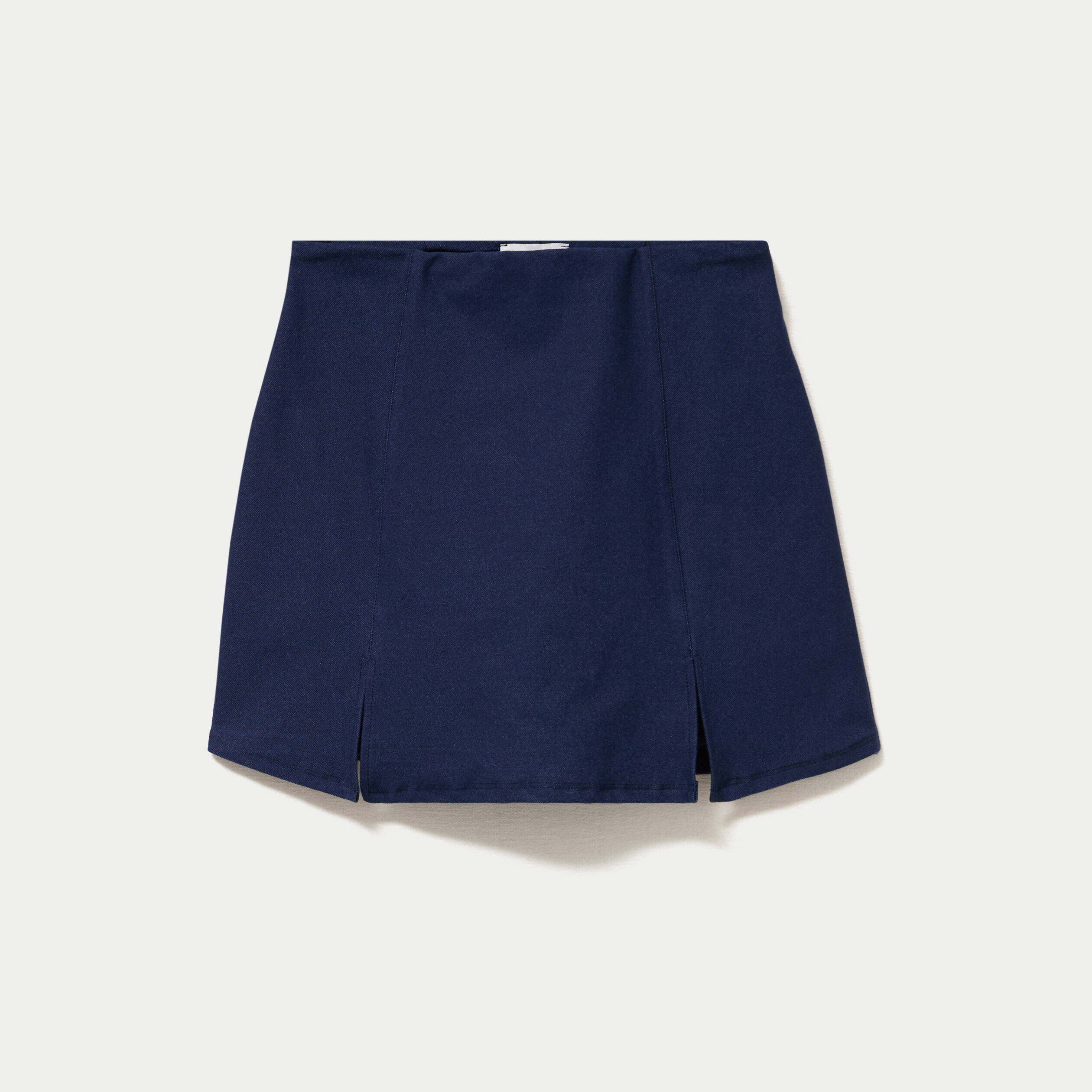 Jupe-short trap&egrave;ze taille haute denim brut femme