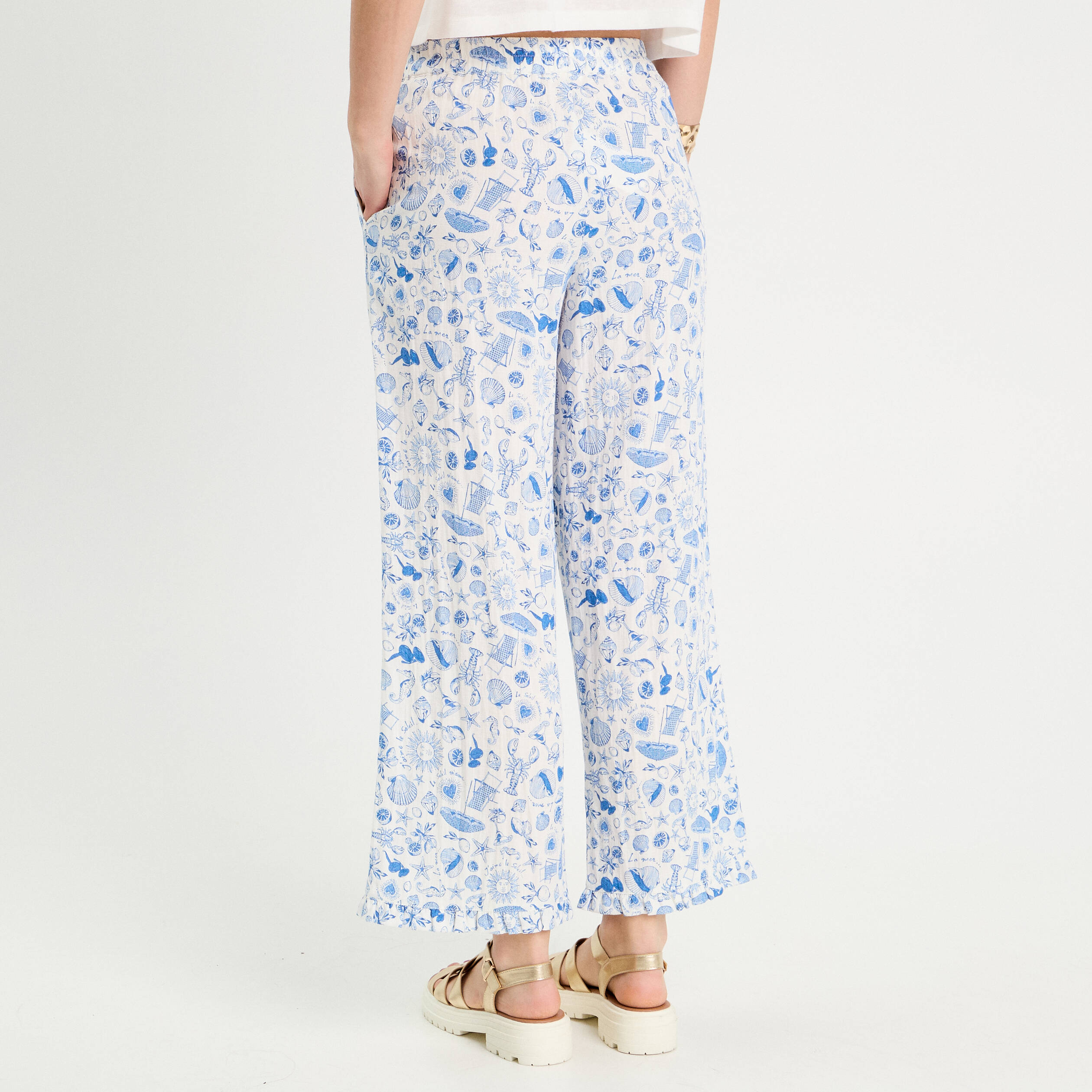 pantalon large bleu roi femme Pantalon large bleu roi femme