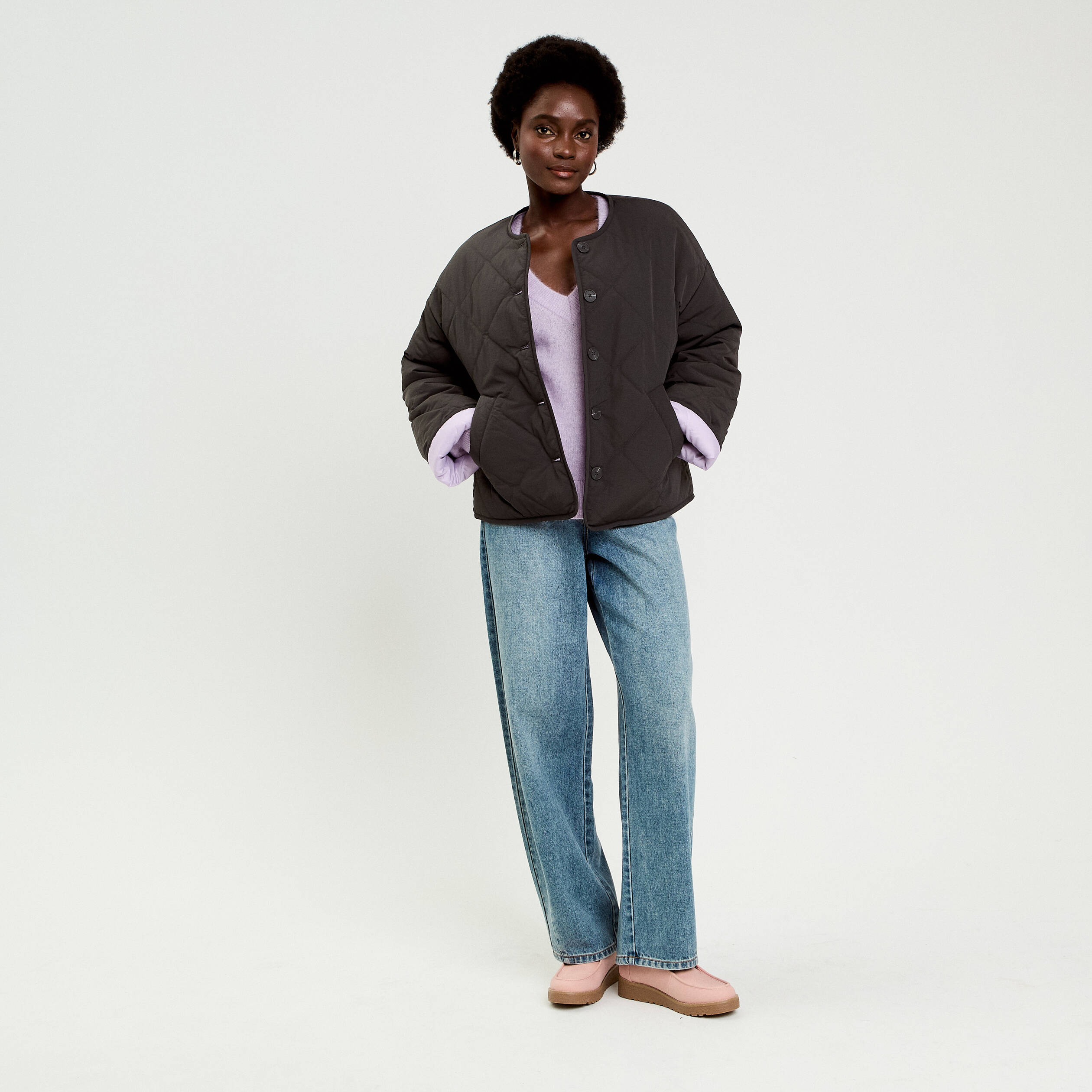 Veste matelass&eacute;e bleu marine femme