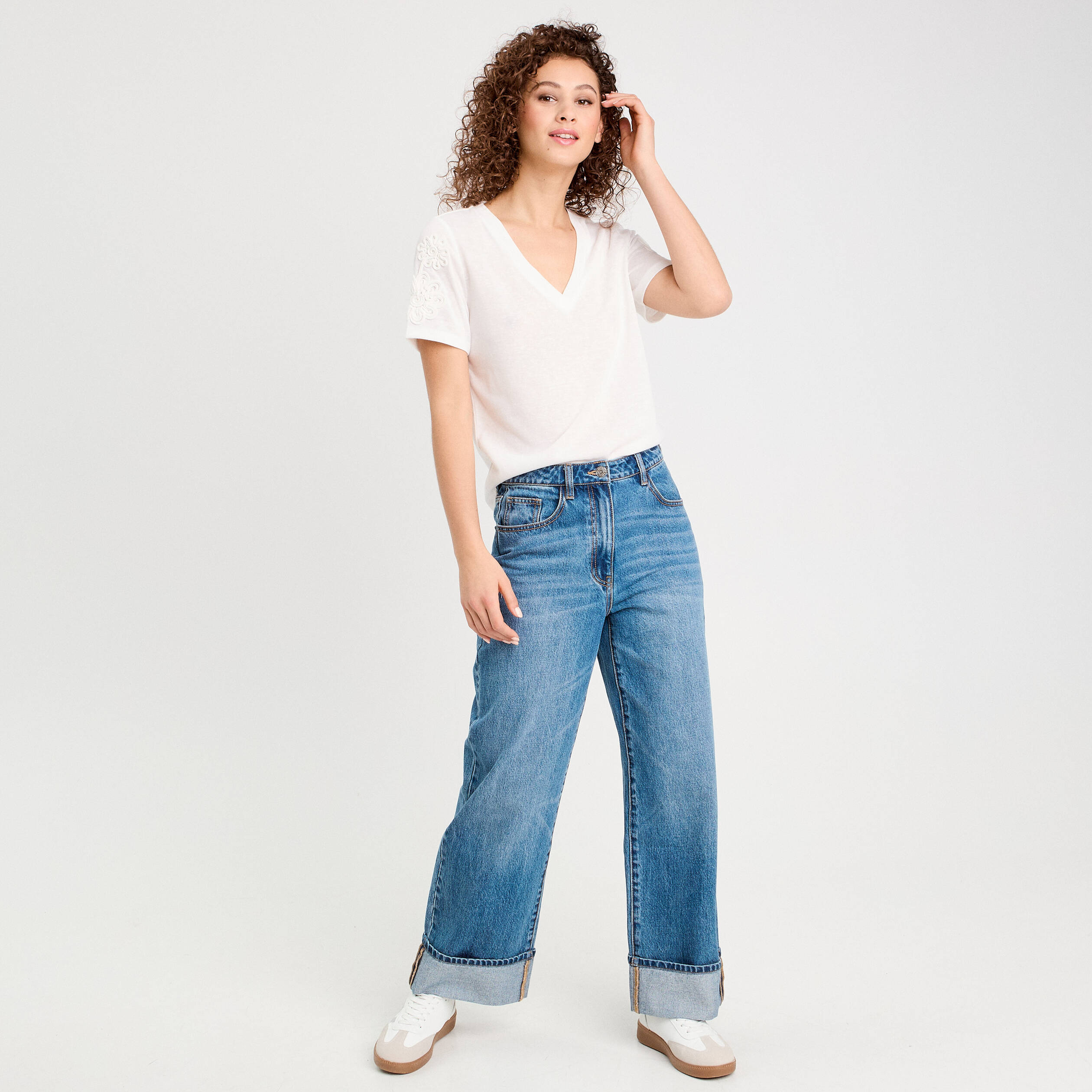 T-shirt manches courtes ecru femme