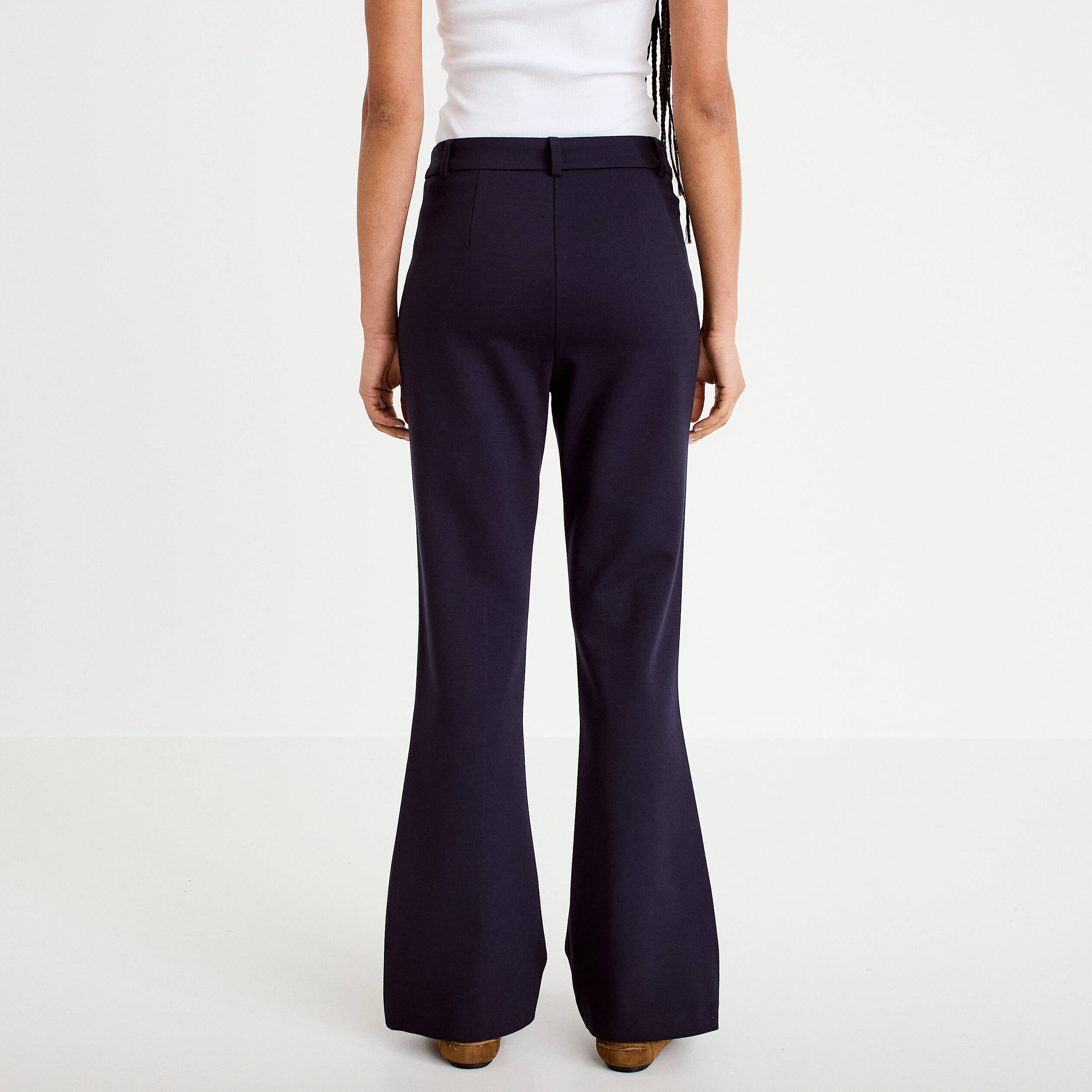 Pantalon bootcut taille standard bleu marine femme