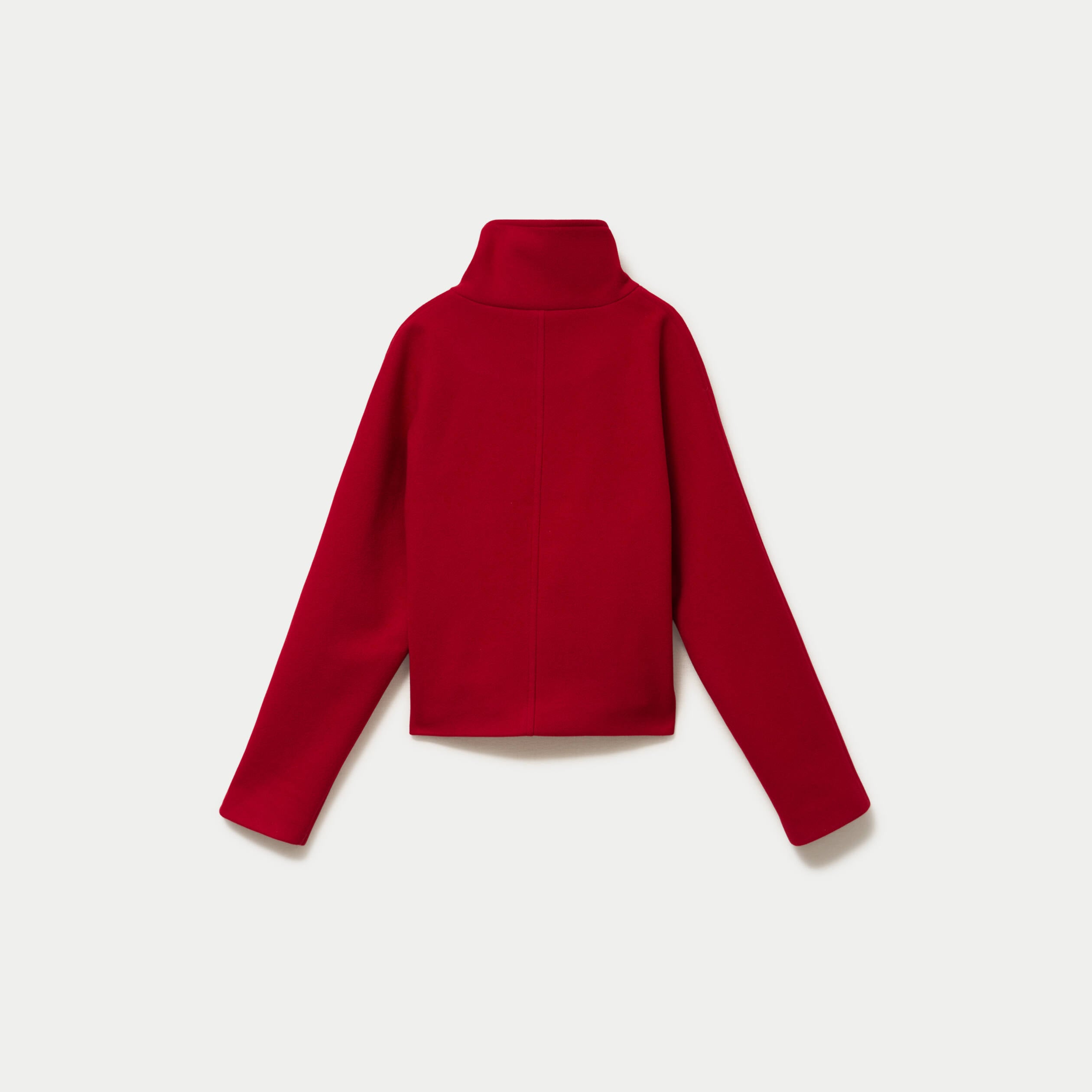 Caban court col montant rouge femme