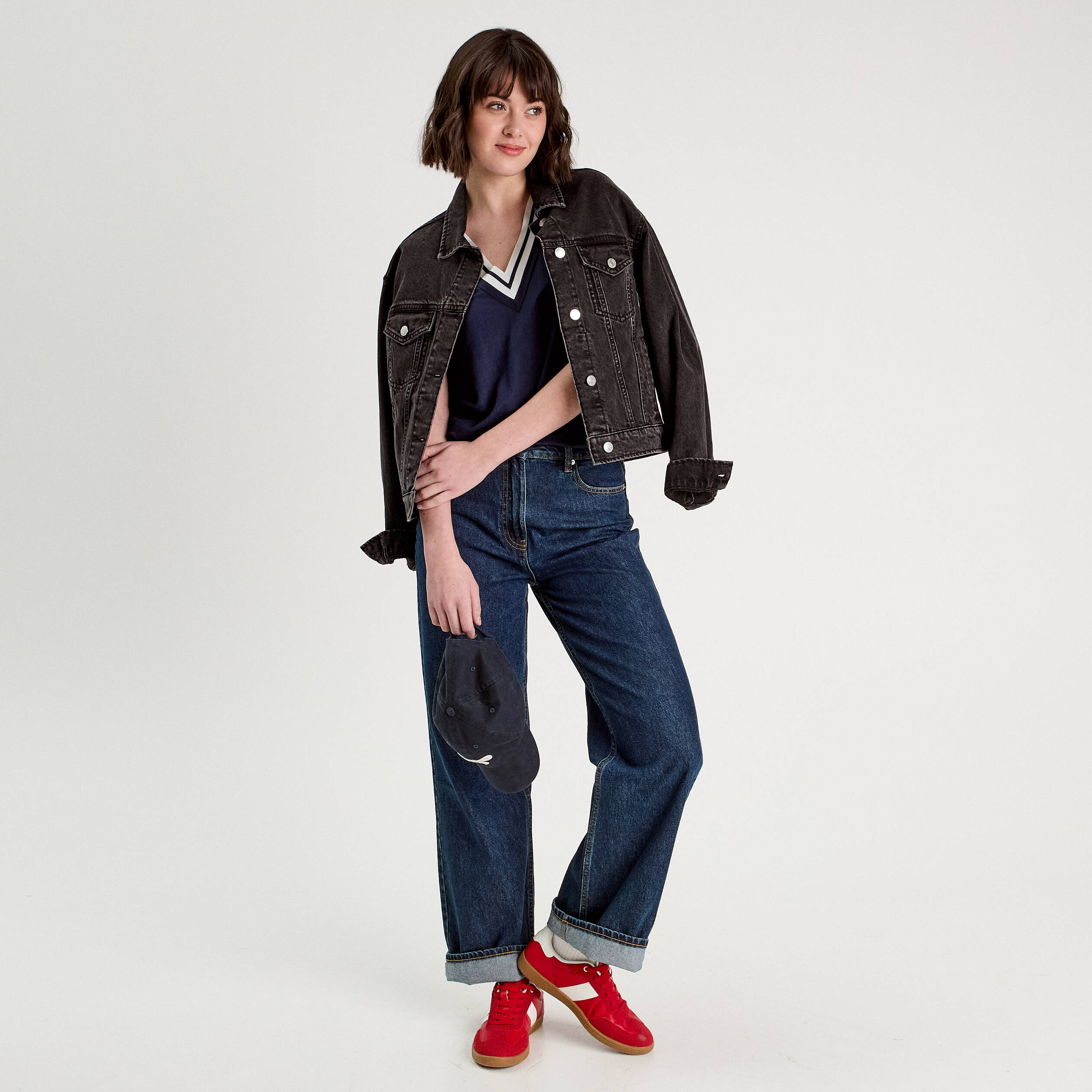 D&eacute;bardeur sans manches bleu marine femme