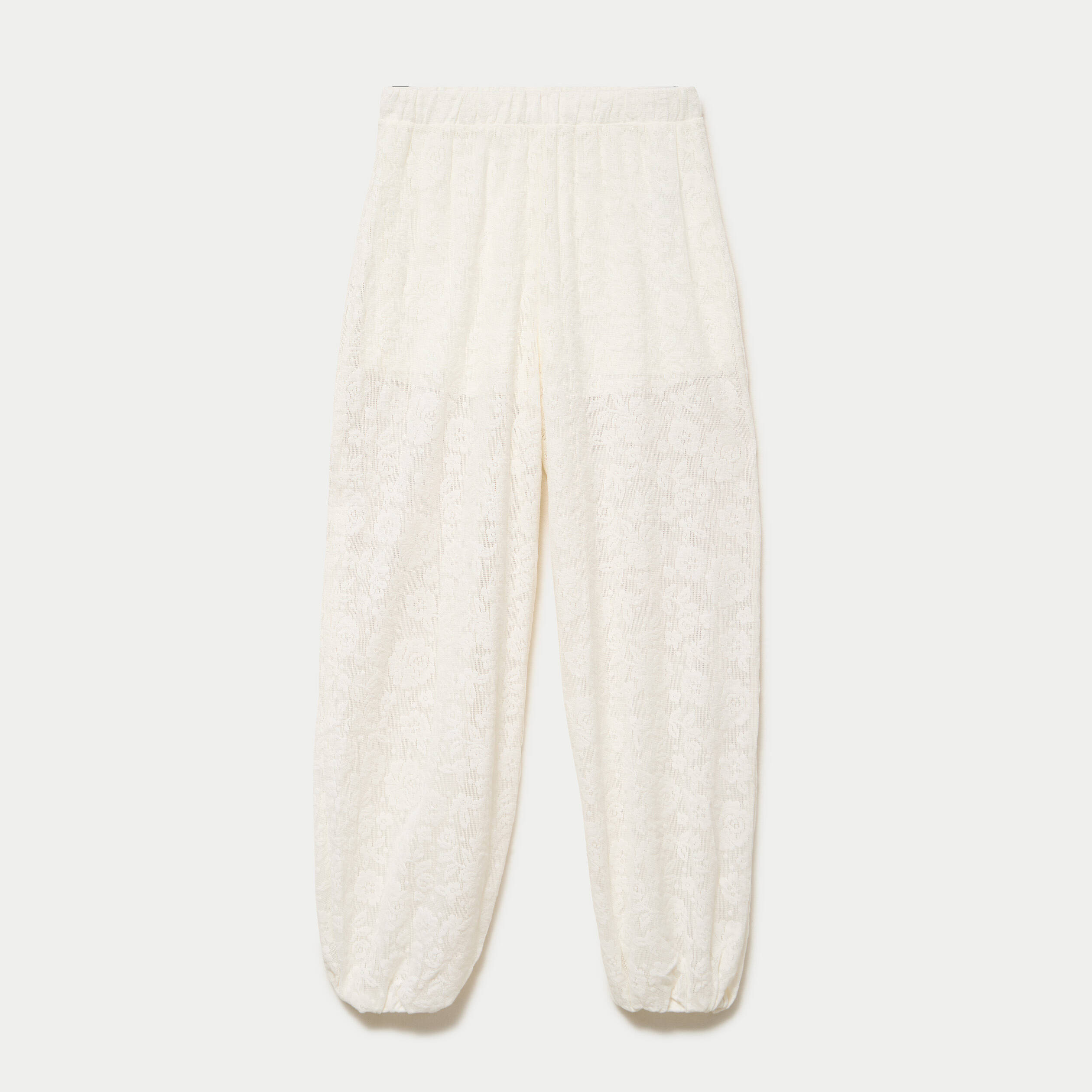 Pantalon bouffant taille standard ecru femme