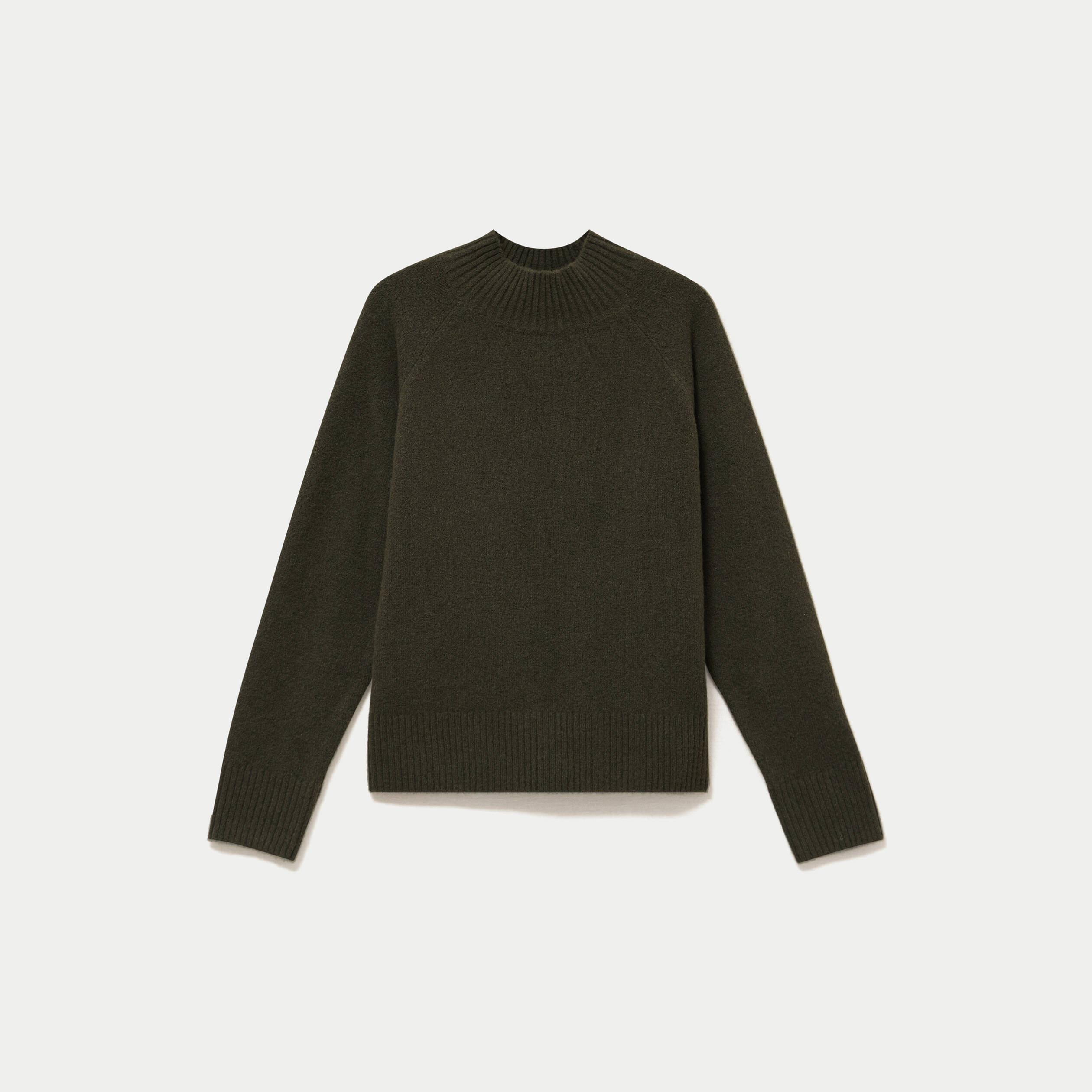 Pull col montant manches longues vert kaki femme