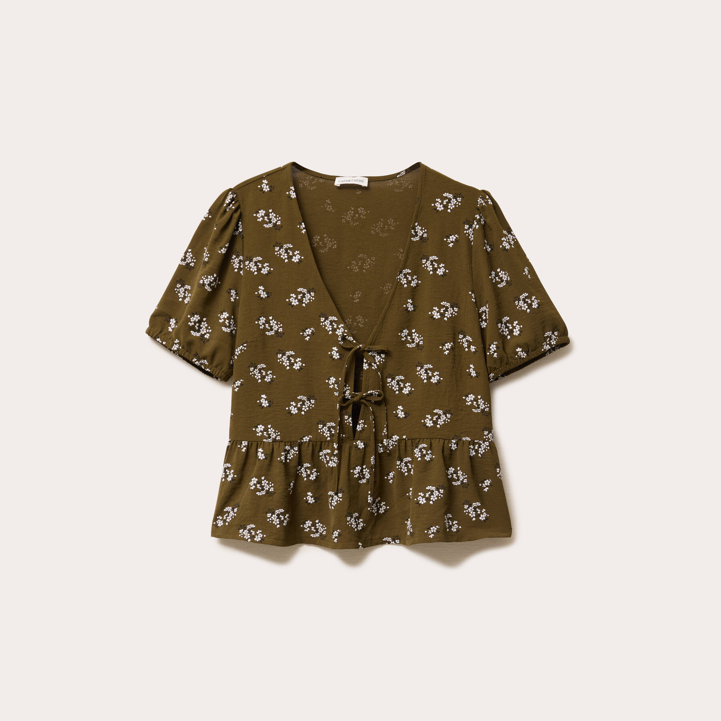 blouse noeuds devant vert kaki femme Blouse noeuds devant vert kaki femme