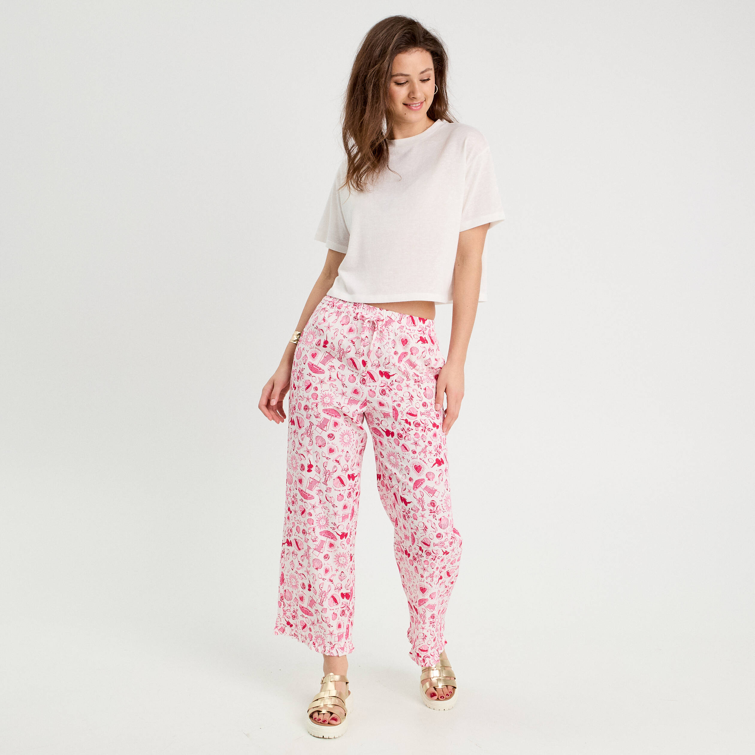 pantalon large rose fushia femme Pantalon large rose fushia femme
