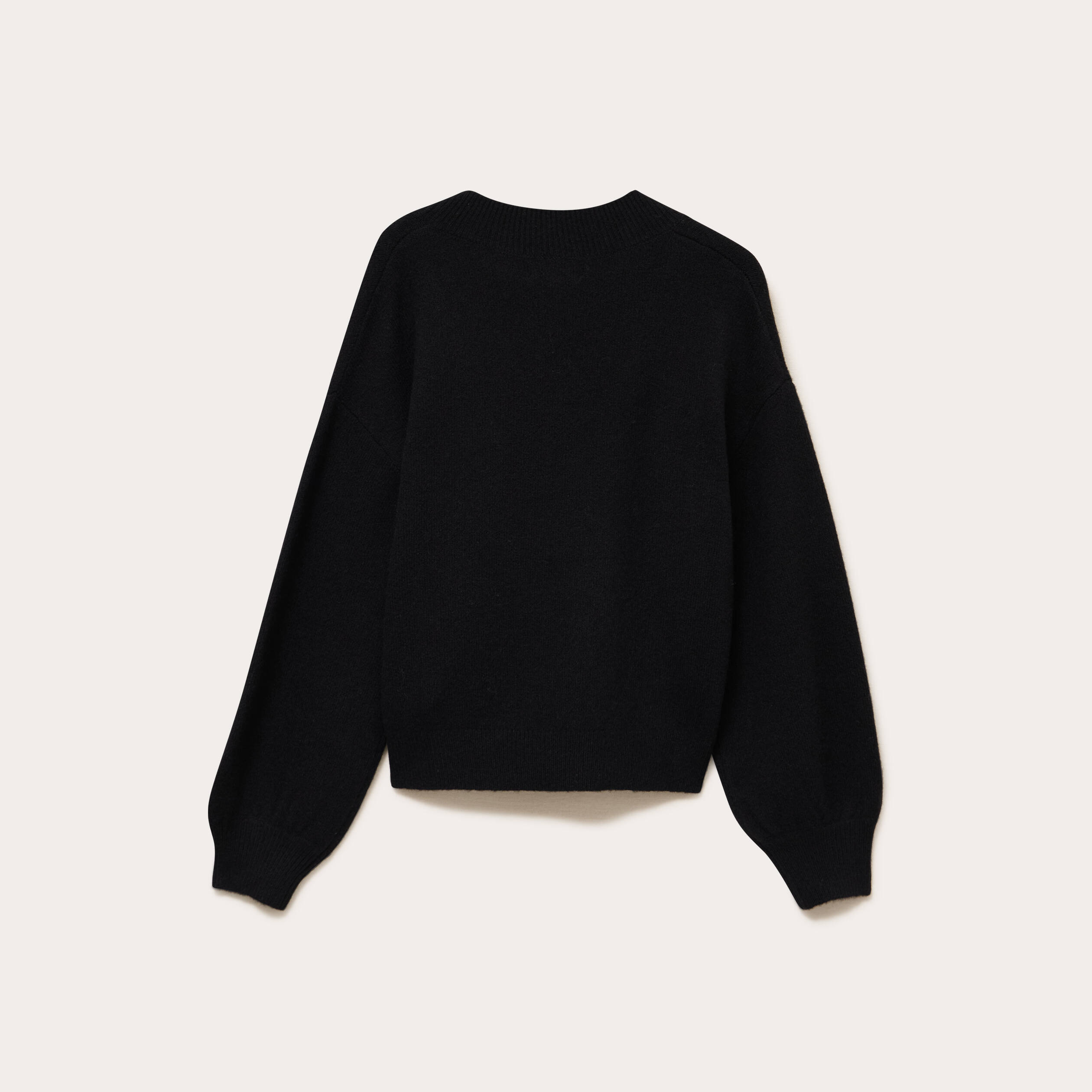Pull col v manches longues noir femme