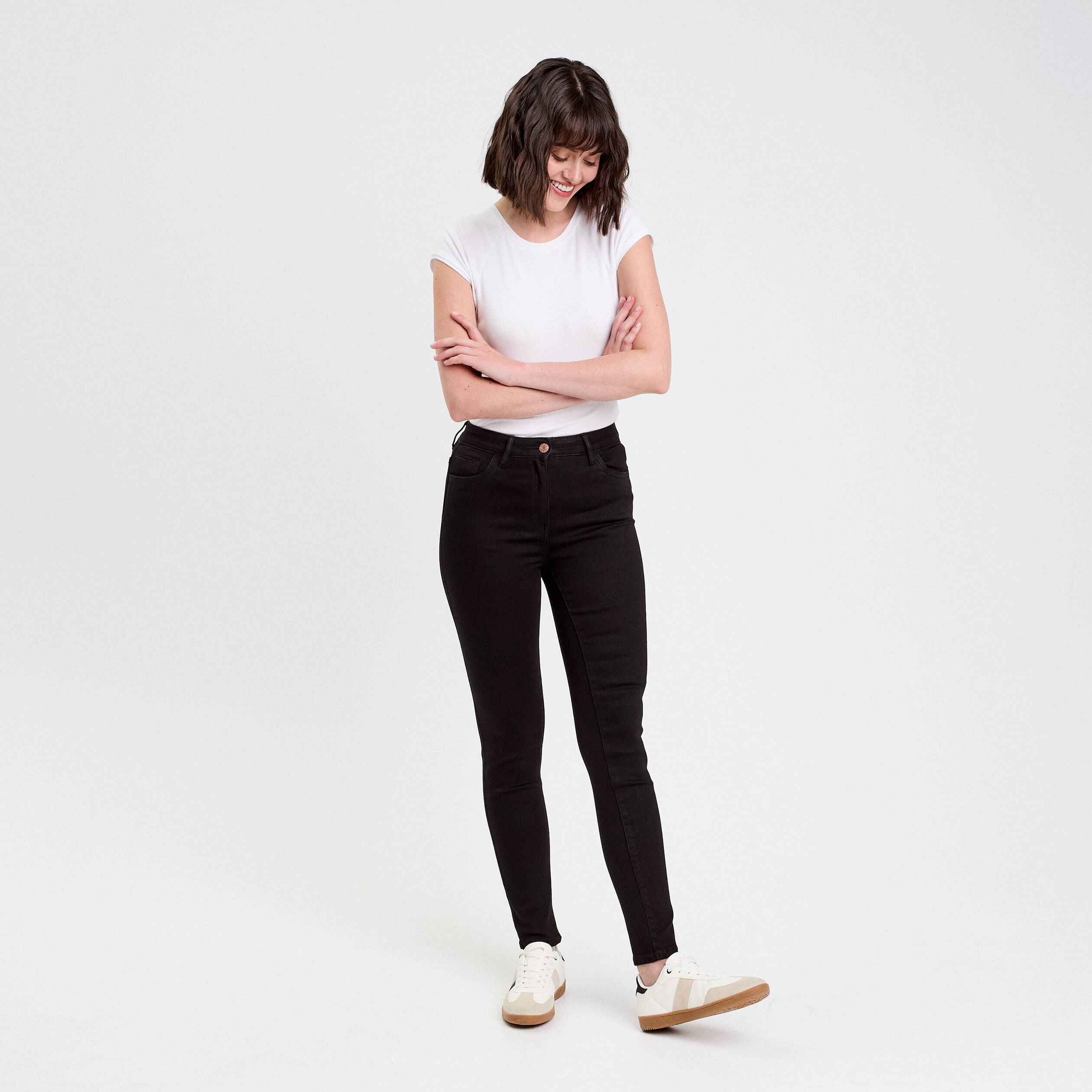 Jeans slim 5 poches denim noir femme