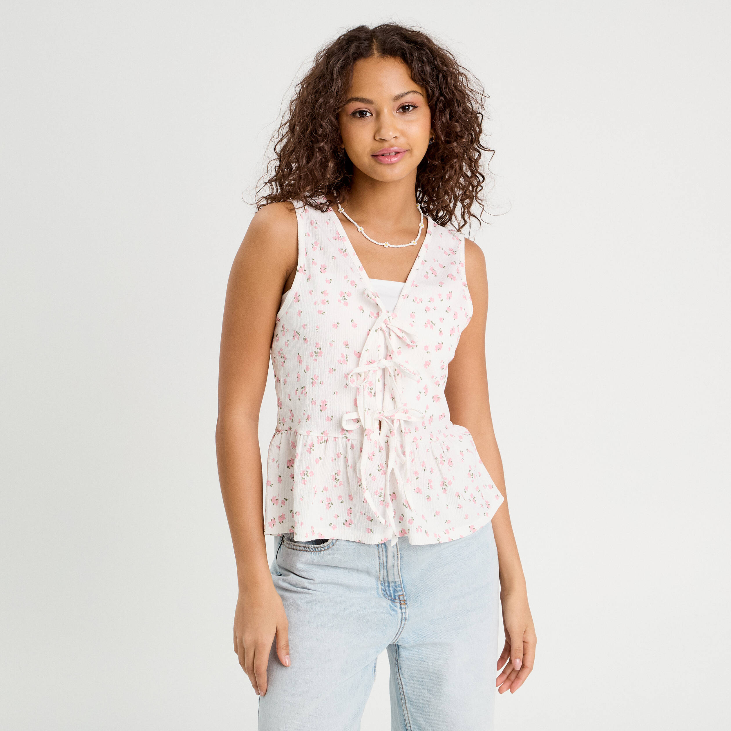 Blouse nou&eacute;e blanc femme