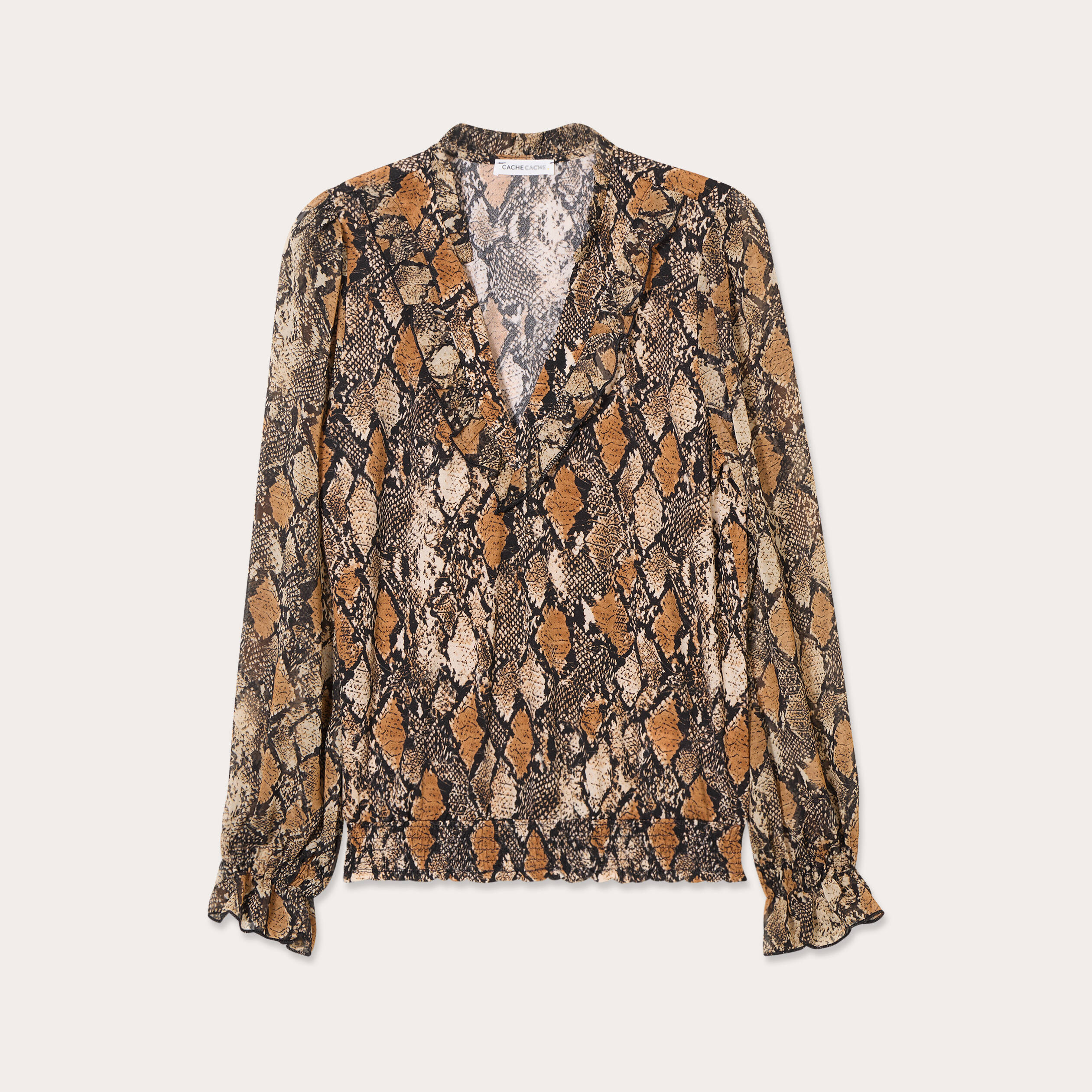 Blouse manches longues beige femme