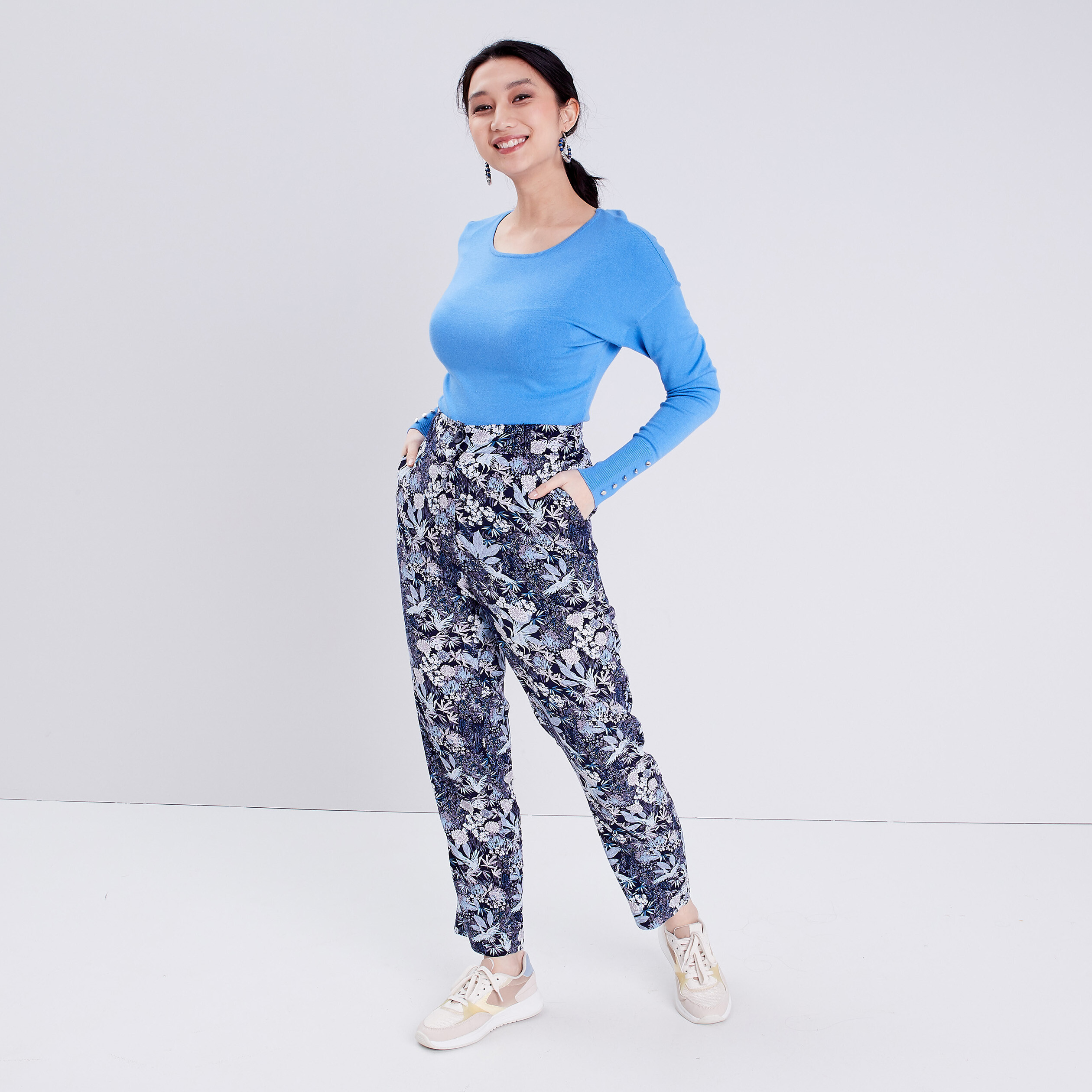 Pull avec dos ouvert bleu femme