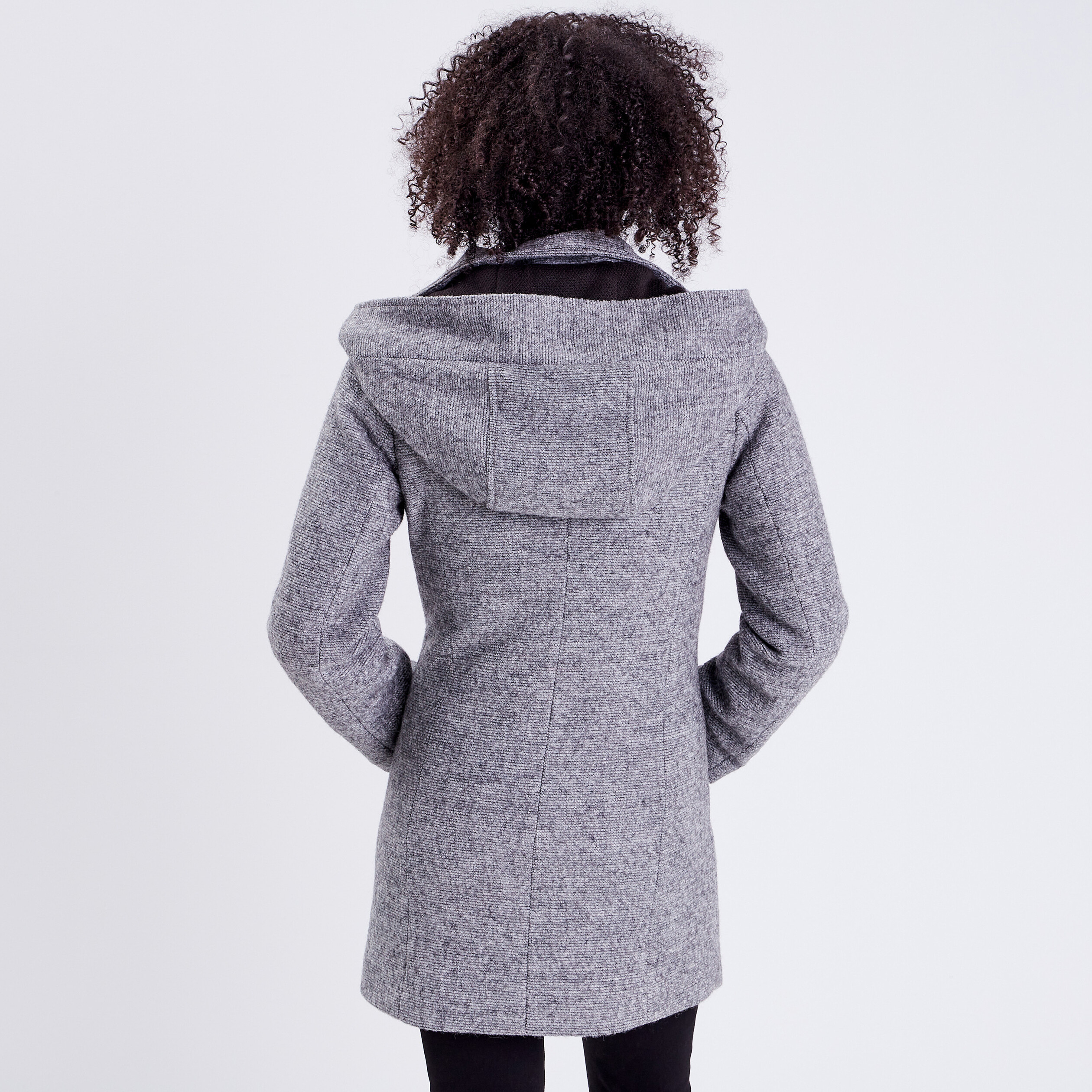 Manteau cintré asymétrique gris foncé femme