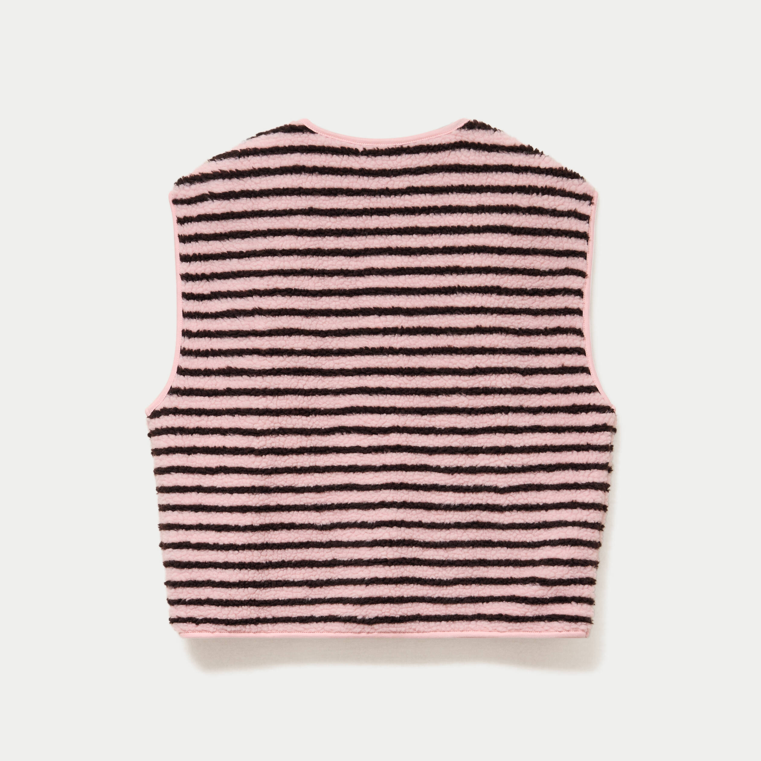 Gilet sans manches effet bouclette rose clair femme