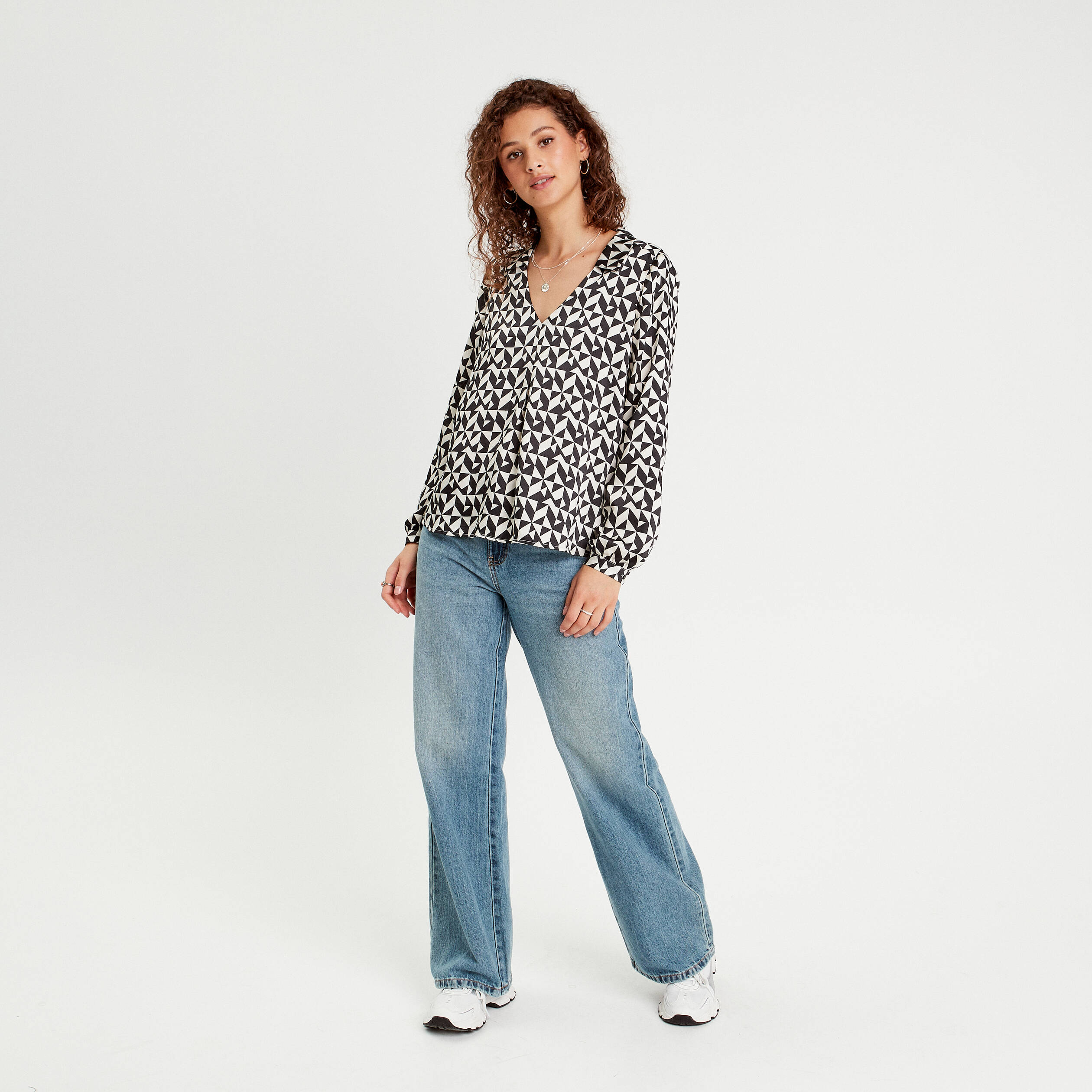 Blouse à manches longues noir femme