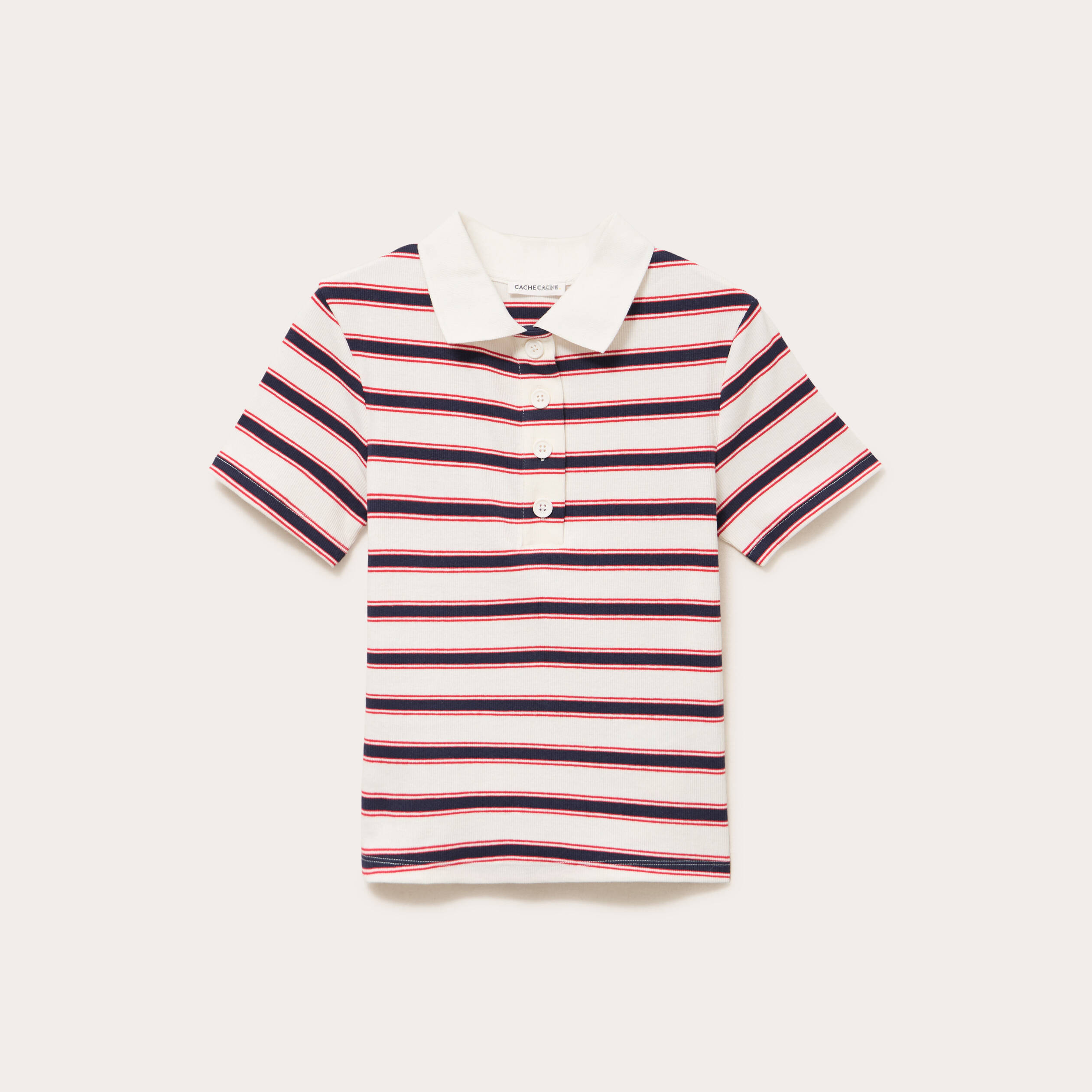 T-shirt c&ocirc;tel&eacute; col polo rouge femme