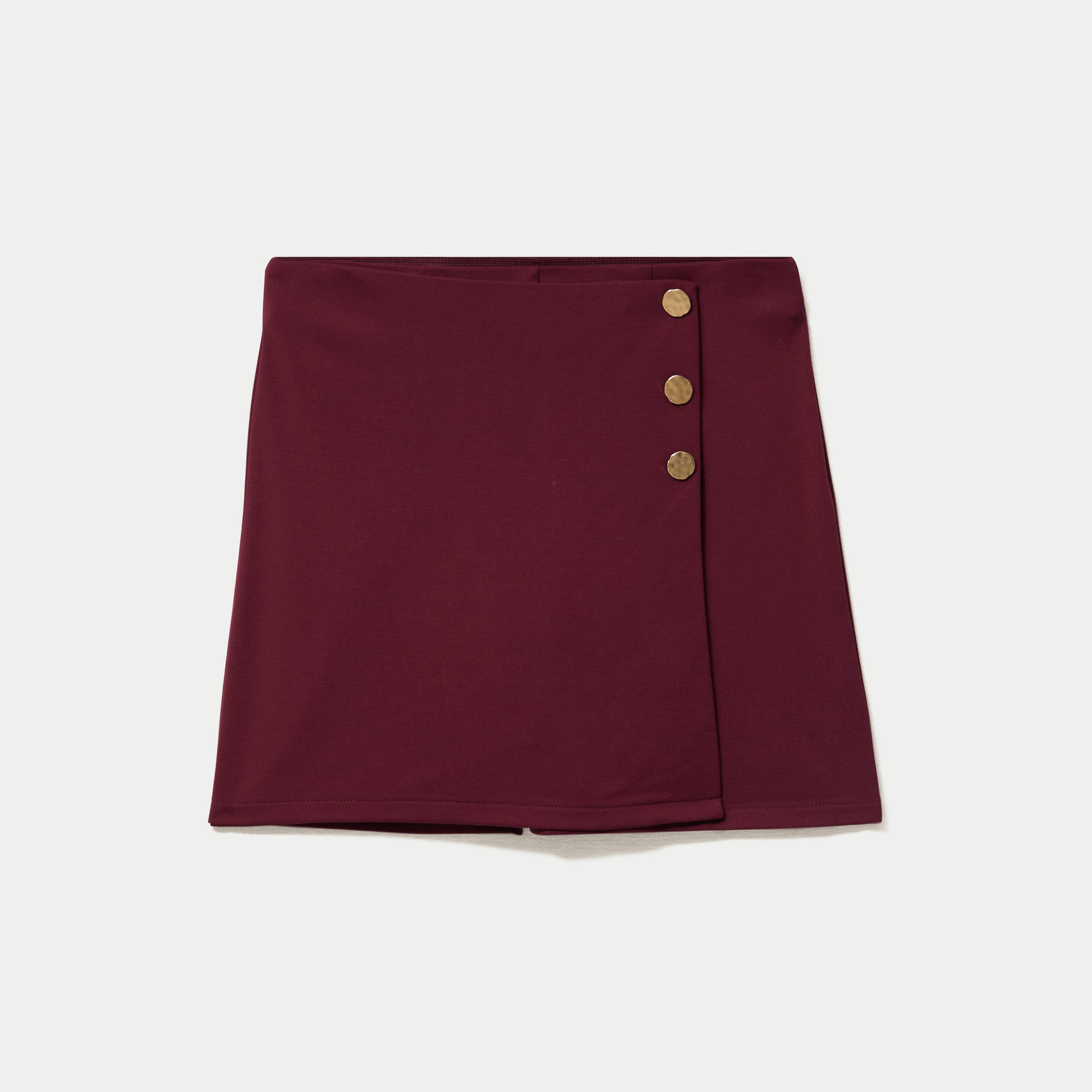 Jupe-short trap&egrave;ze en maille bordeaux femme