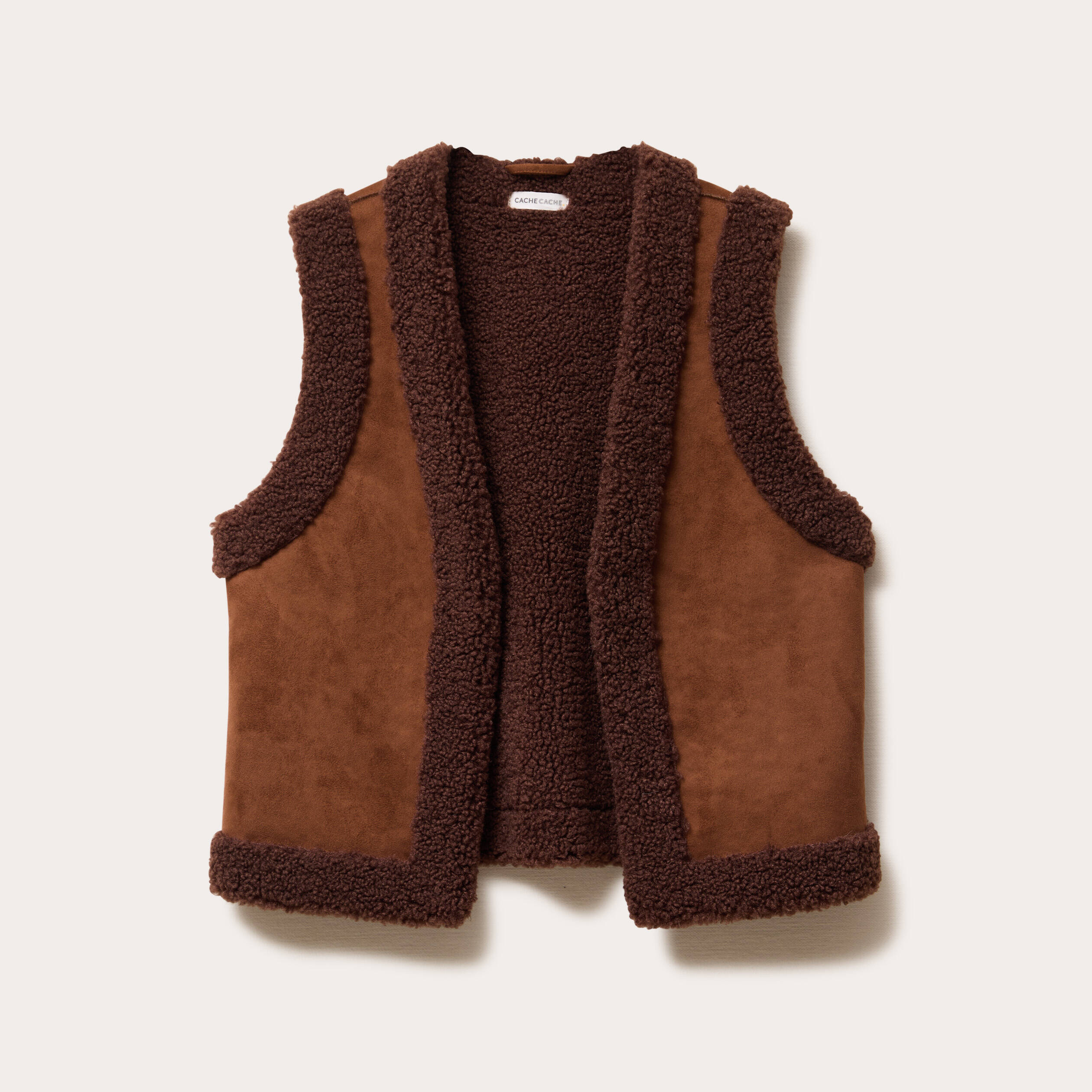 Veste sans manches marron fonc&eacute; femme